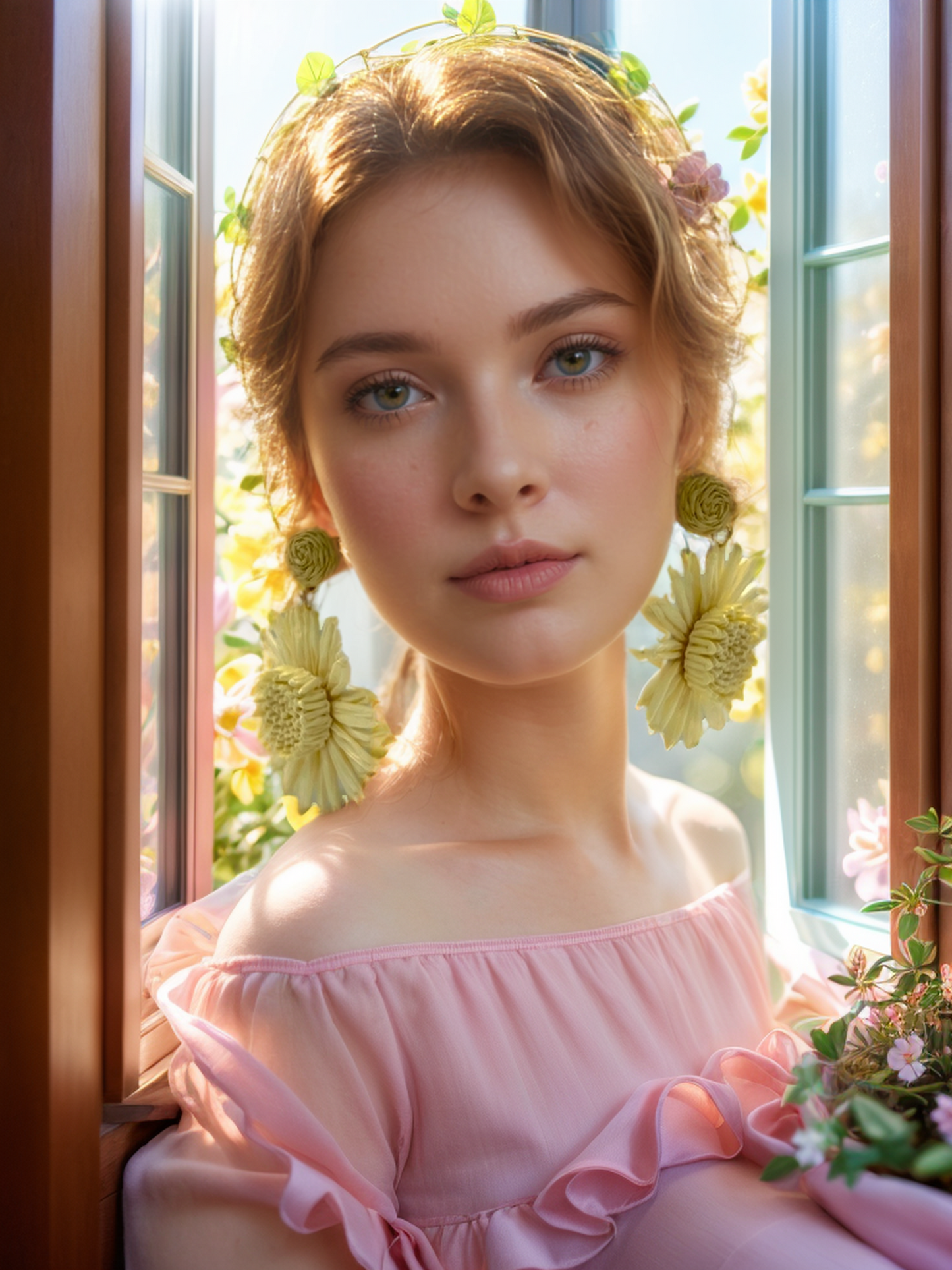 Yellow chrysanthemum bohemian earrings
