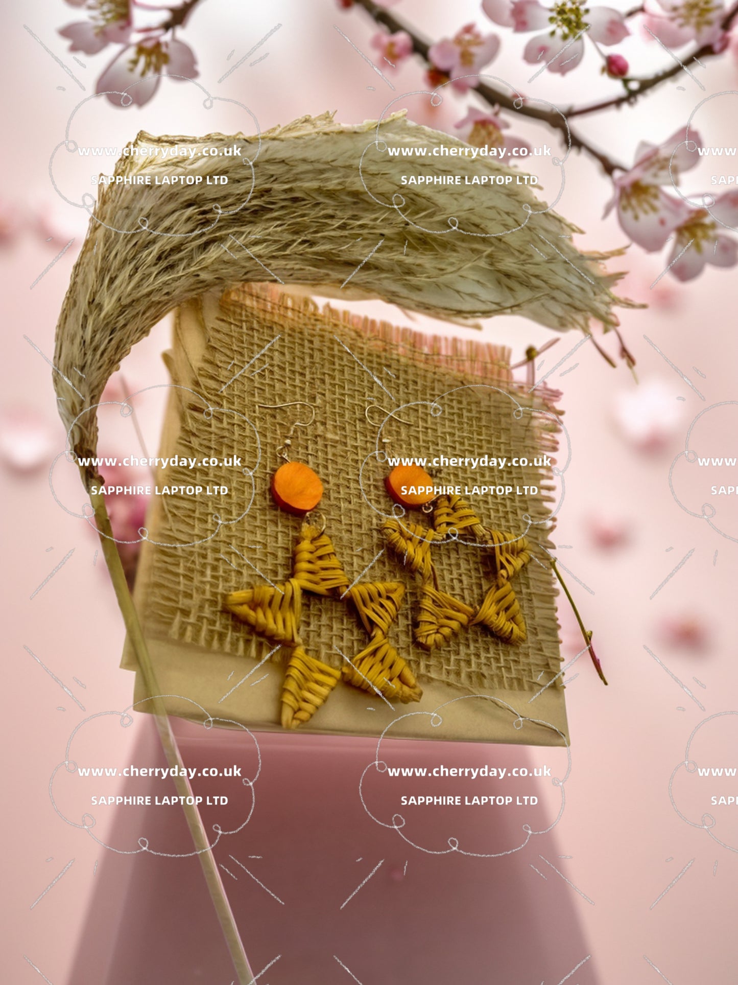 Pentagram rattan boho earrings