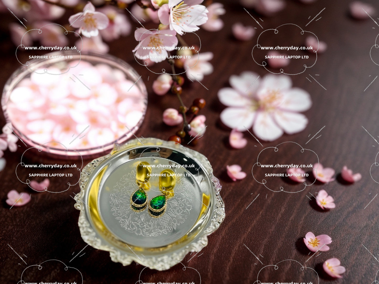 Green oil droplets earrings