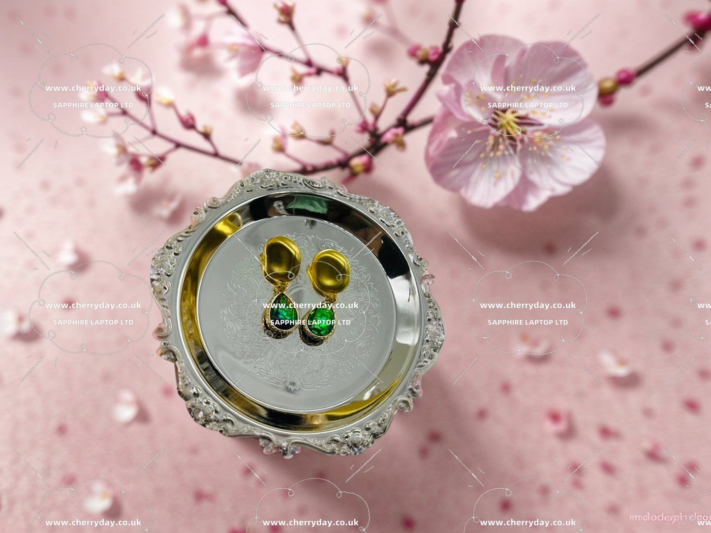 Green oil droplets earrings