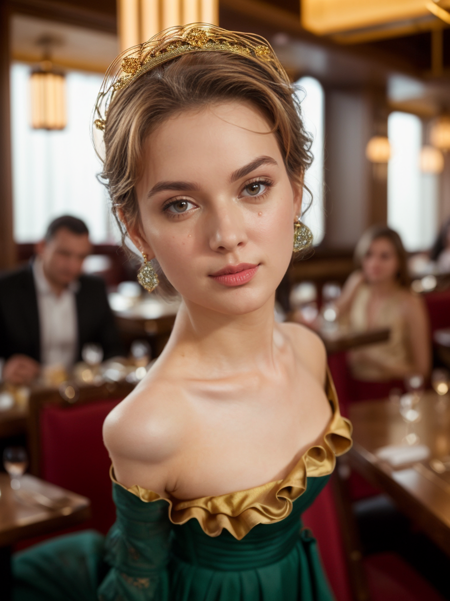 Gold pea valve earrings