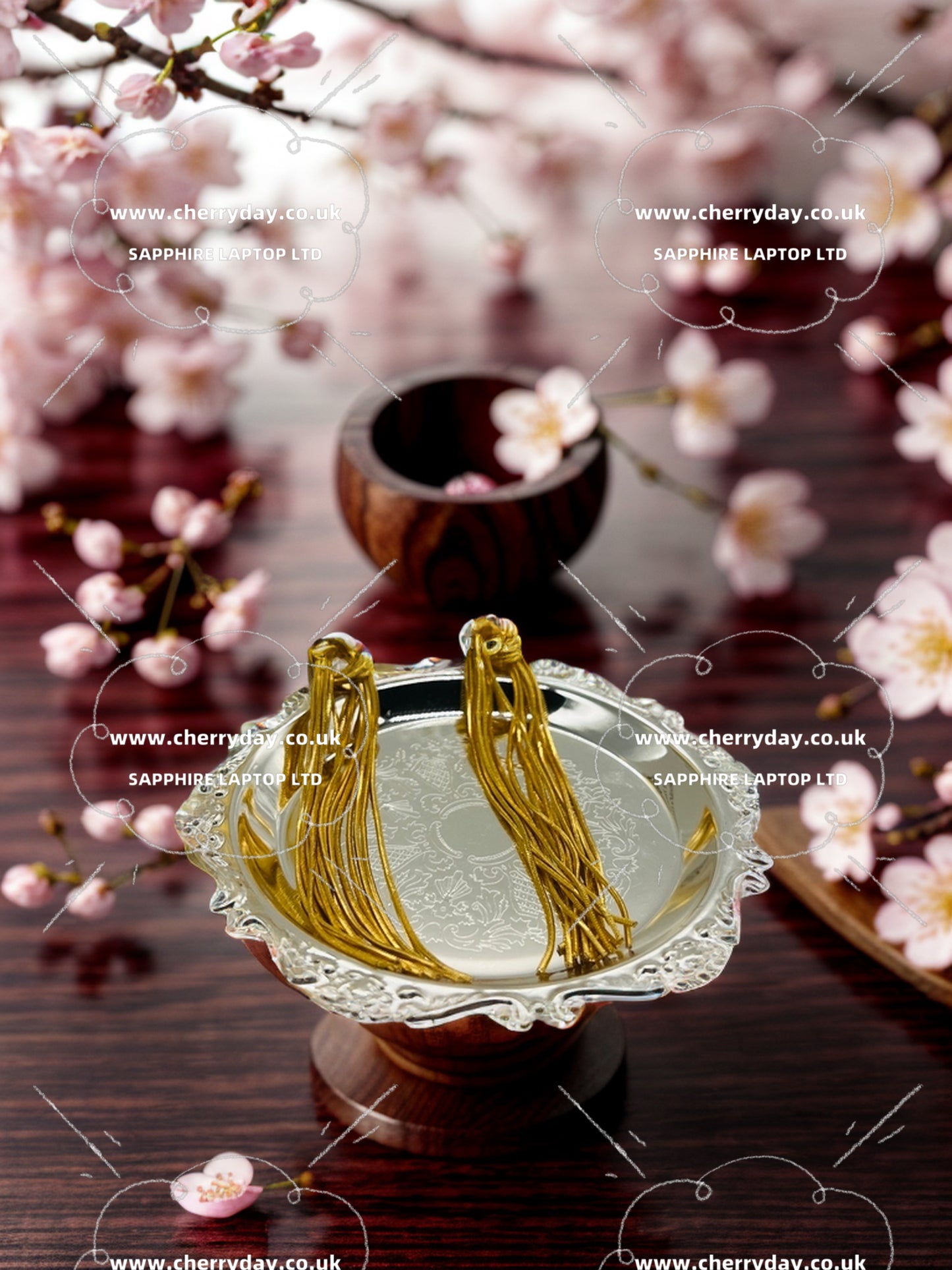 Gold-coloured ring-button fringe earrings