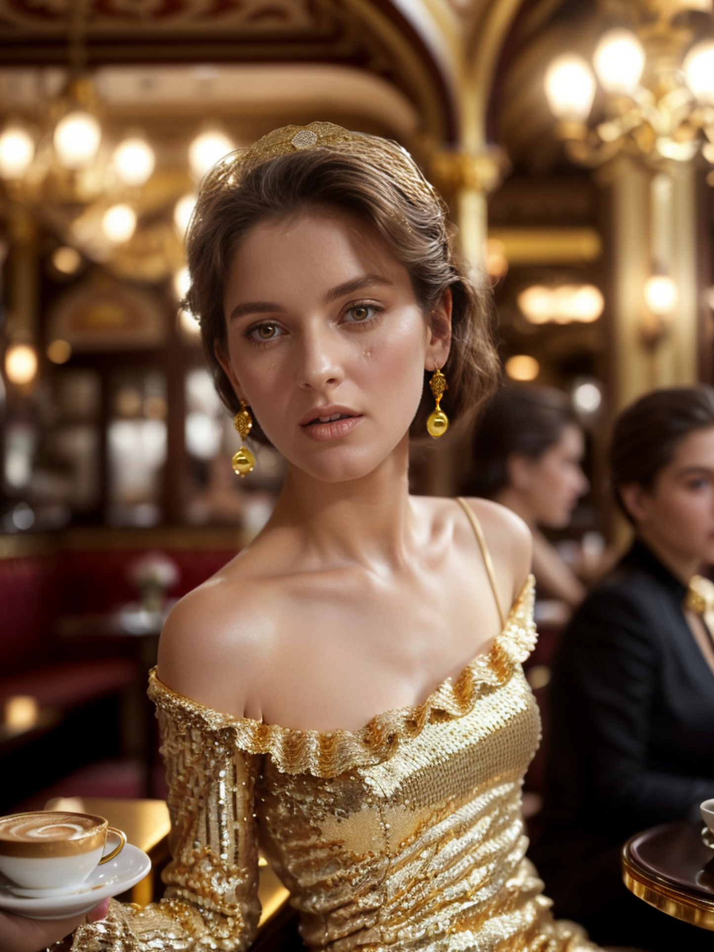 Gold pearl drop earrings