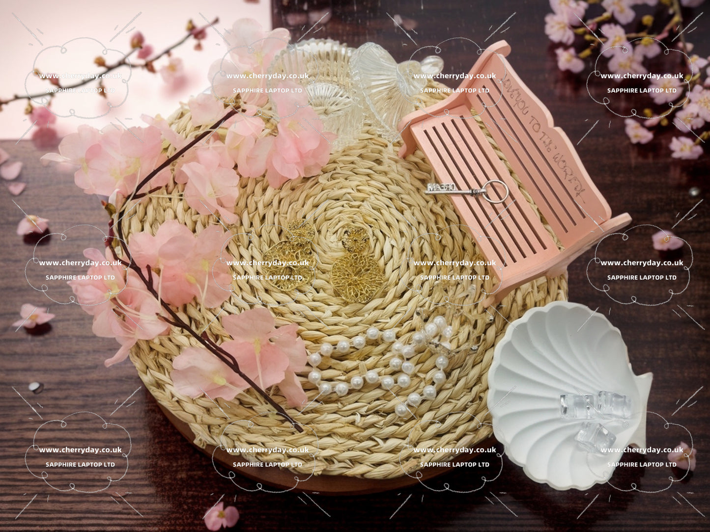 Gold round leaves earrings