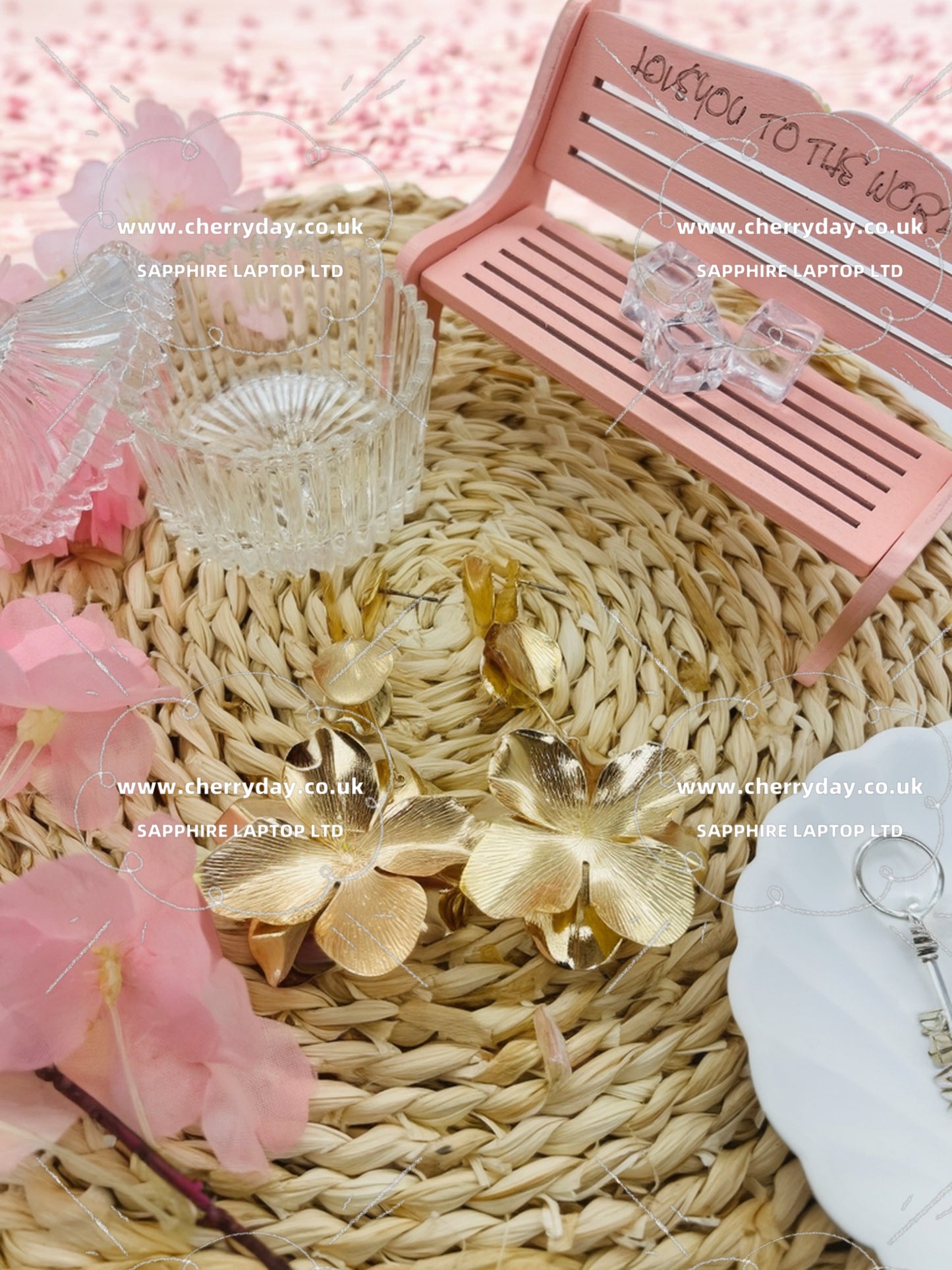 Gold dahlia tassel earrings