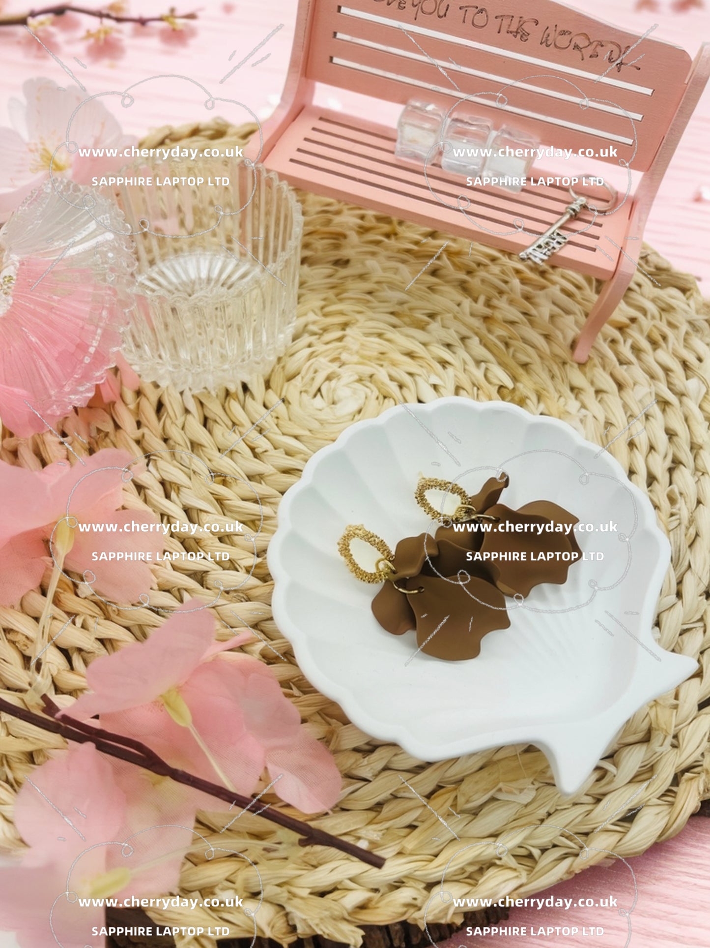 Brown tree leaves collection earrings