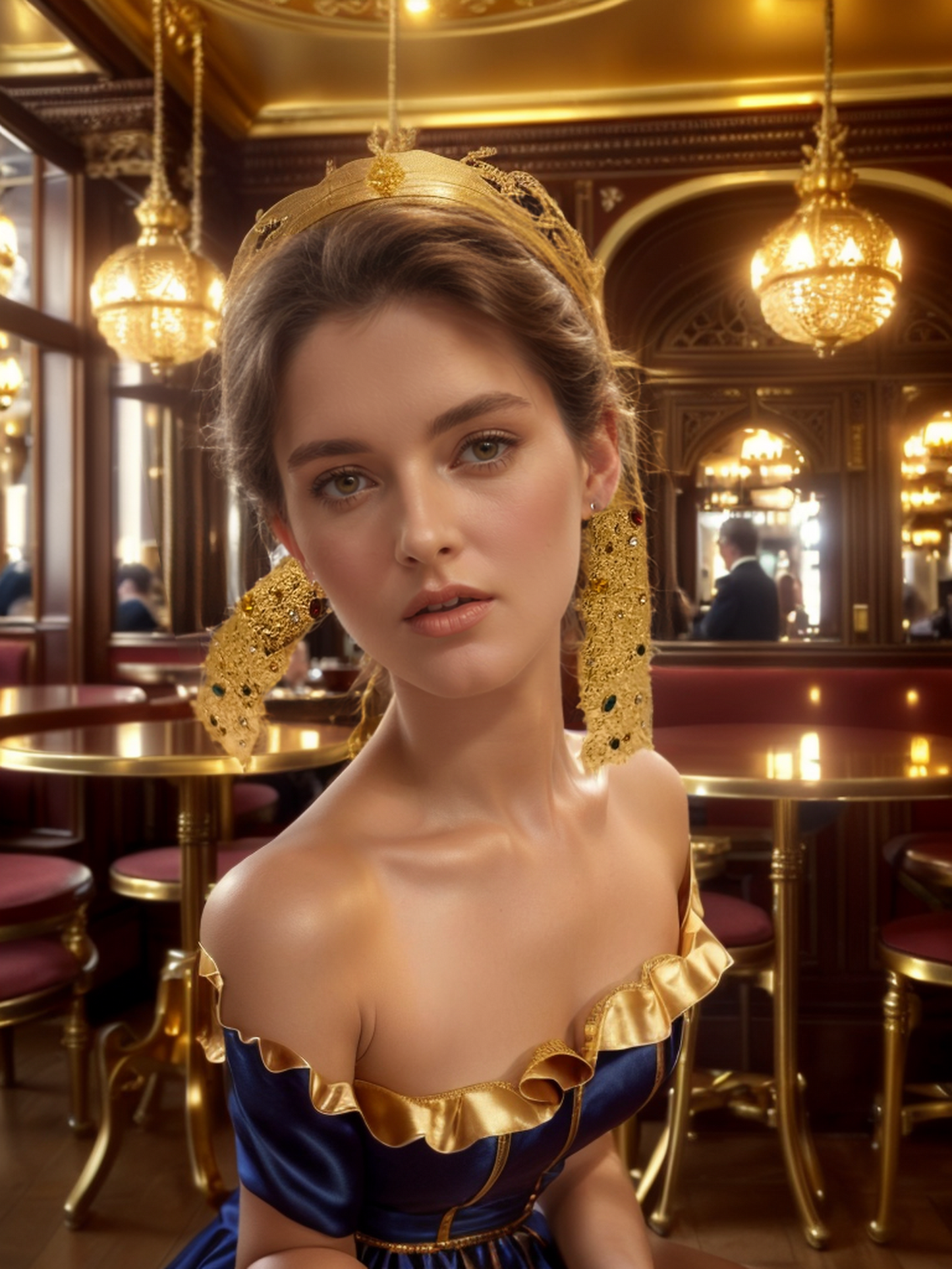 Fancy coloured diamonds inlaid large gold tassels earrings