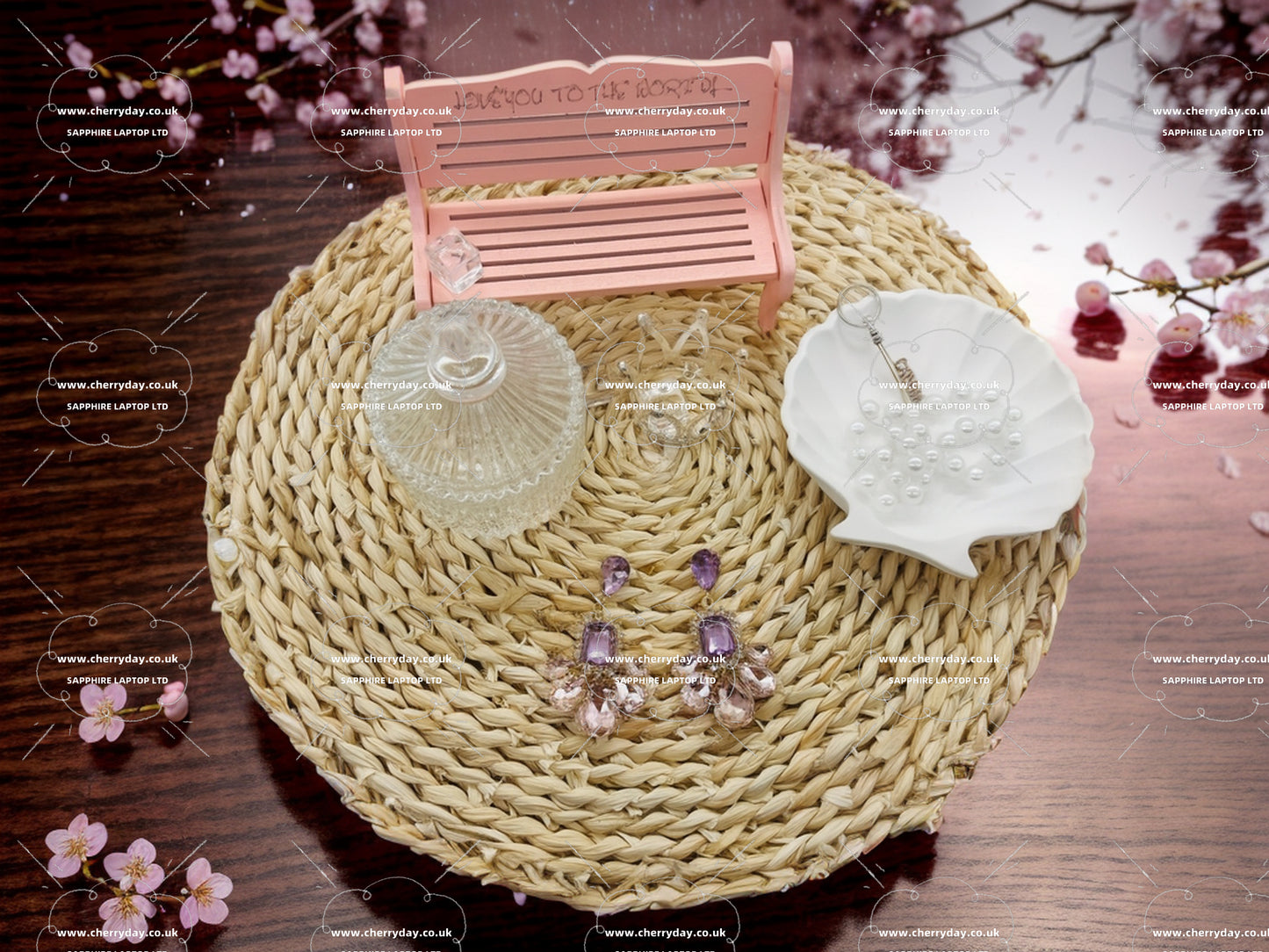 Pinkish purple diamond flower-de-luce earrings