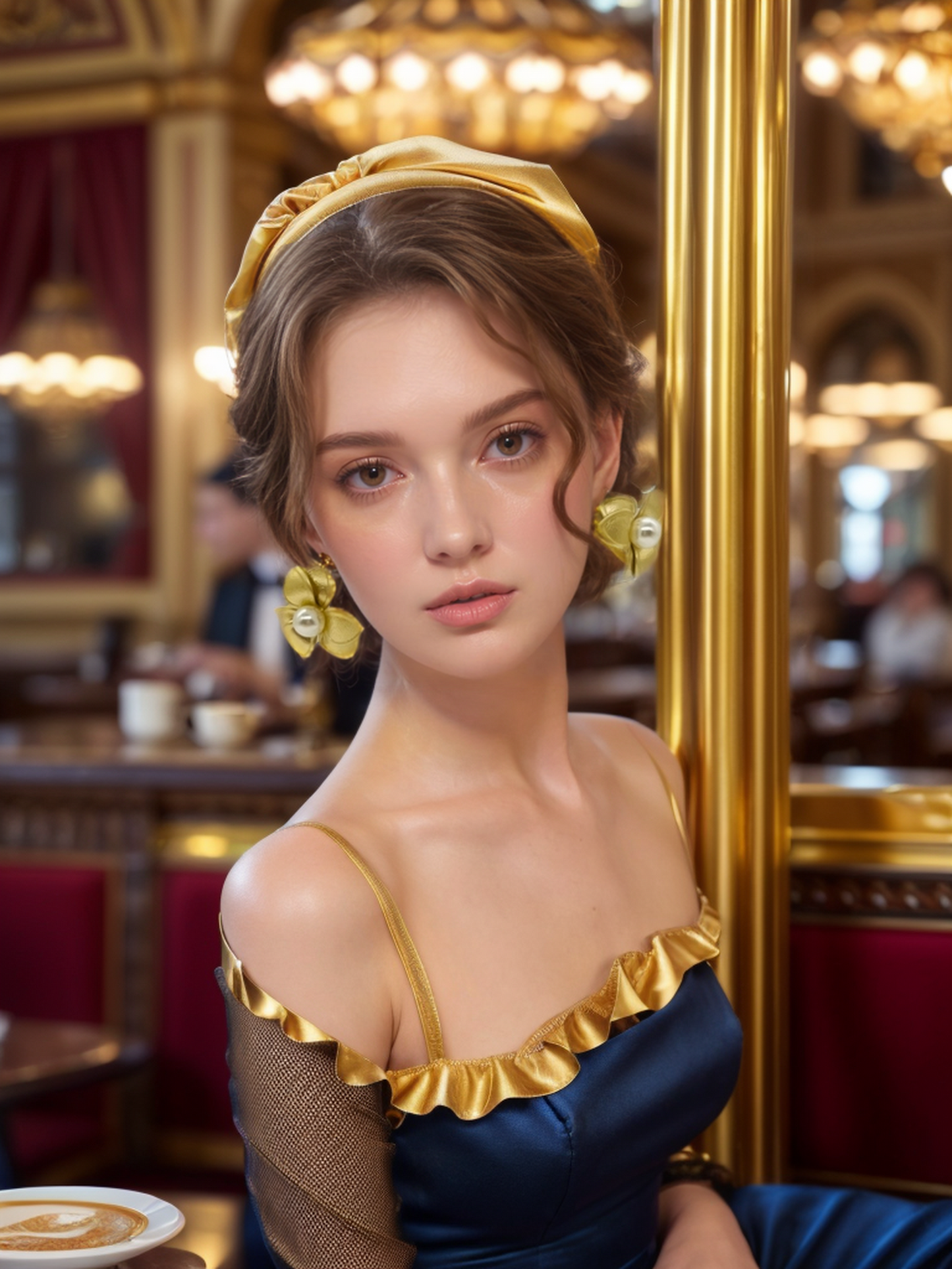 Gold plumeria earrings