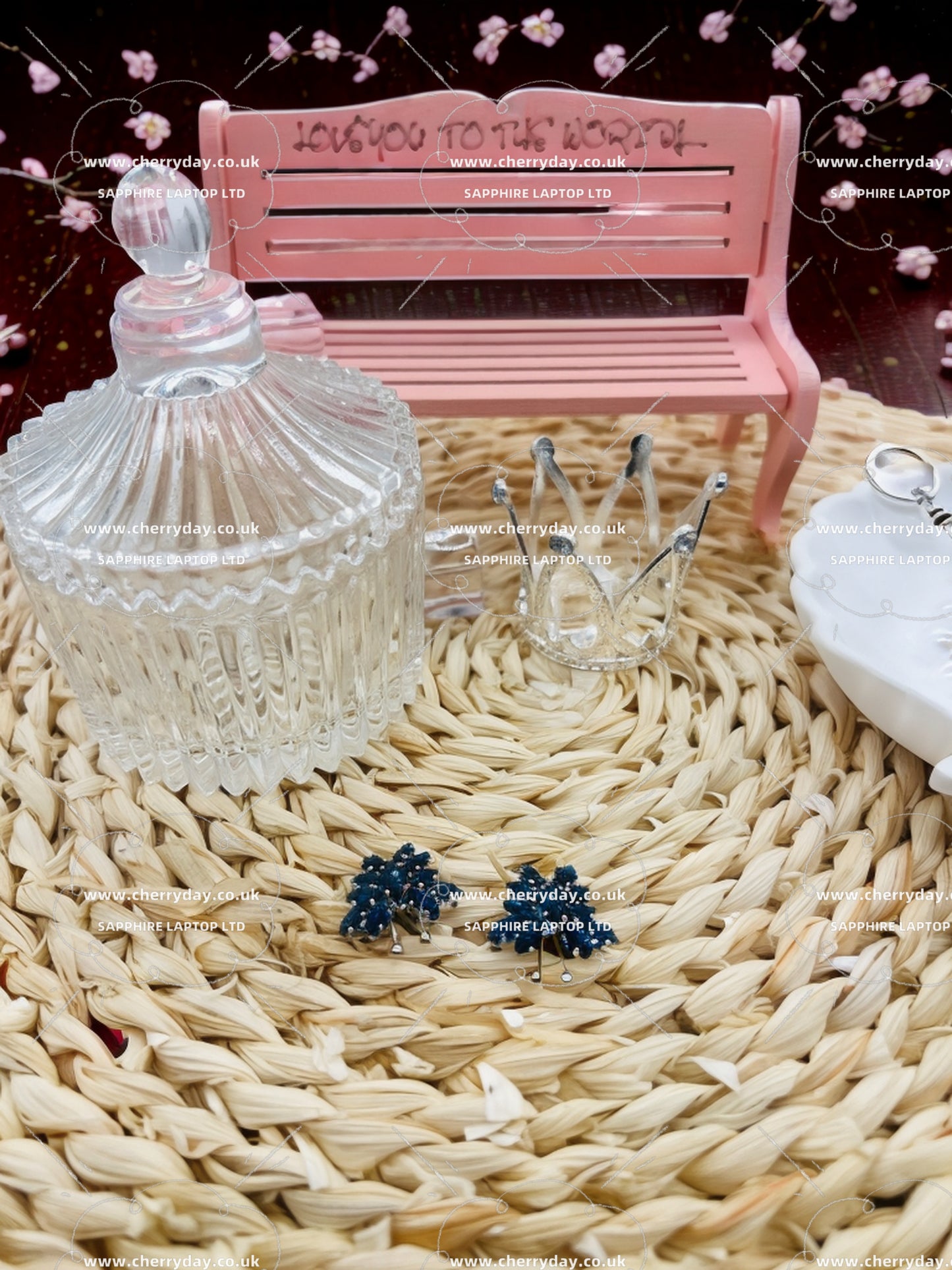 Navy blue diamond butterfly earrings
