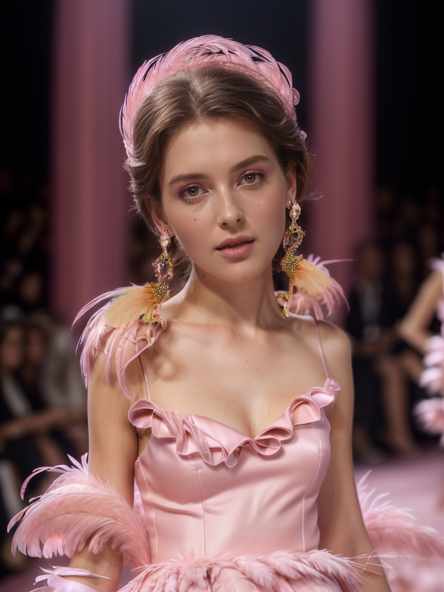 Flamingo feather earrings