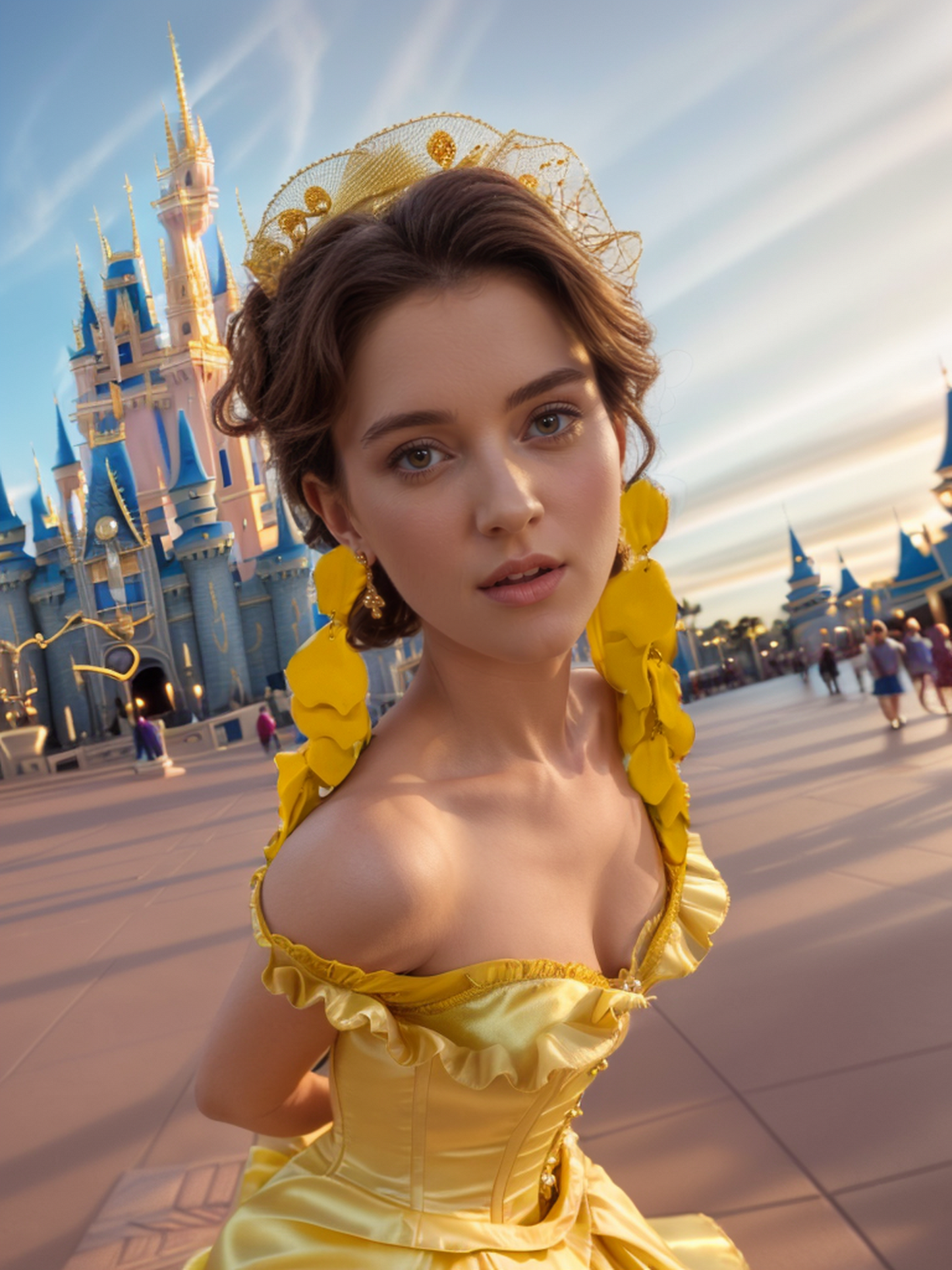 Yellow leaves tassel earrings