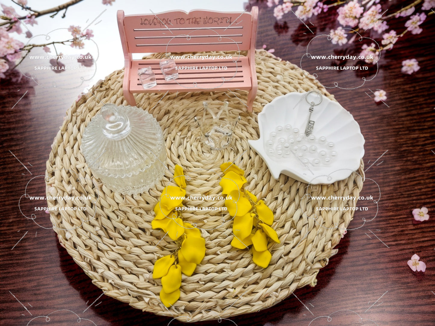 Yellow leaves tassel earrings