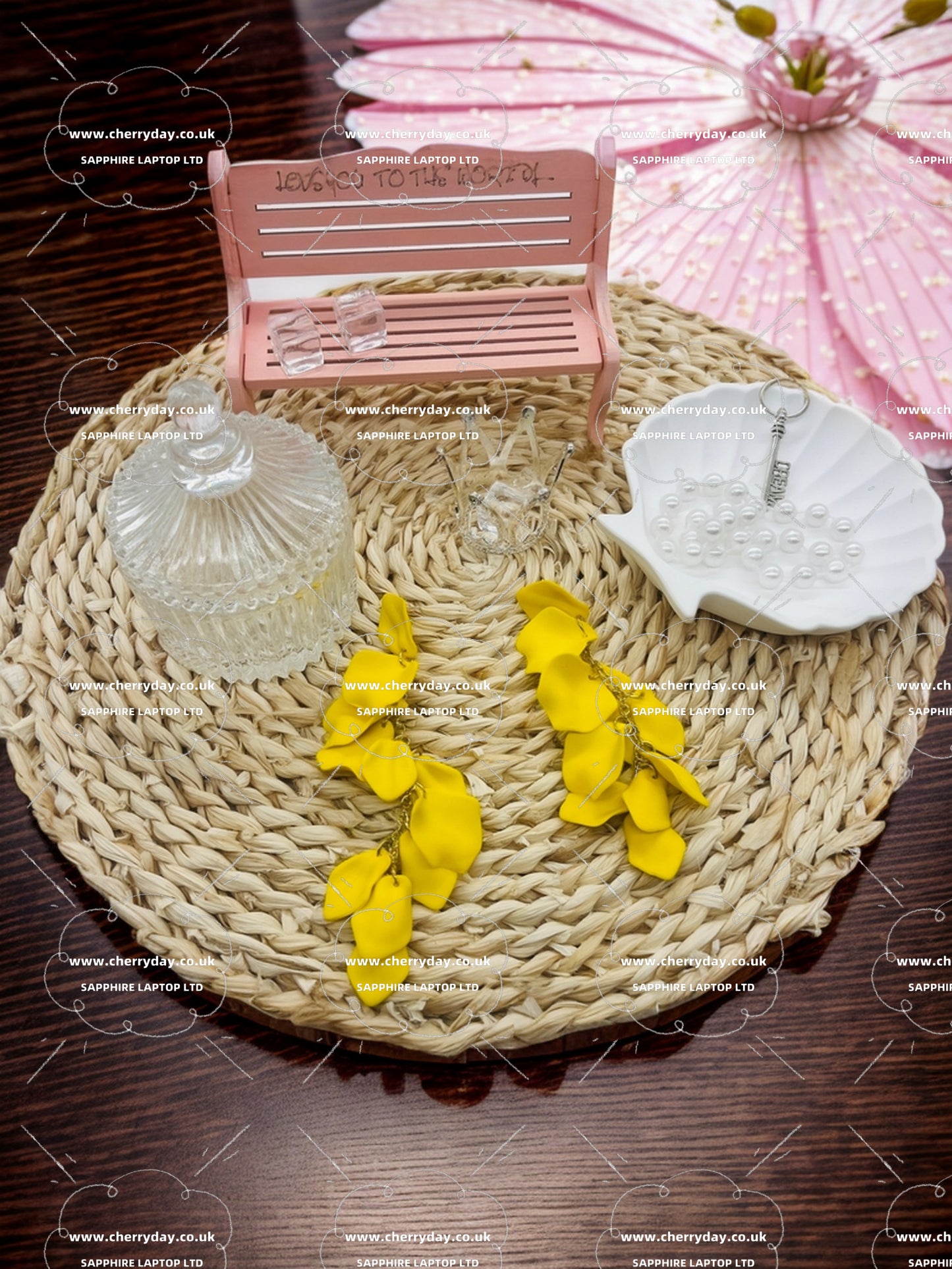 Yellow leaves tassel earrings