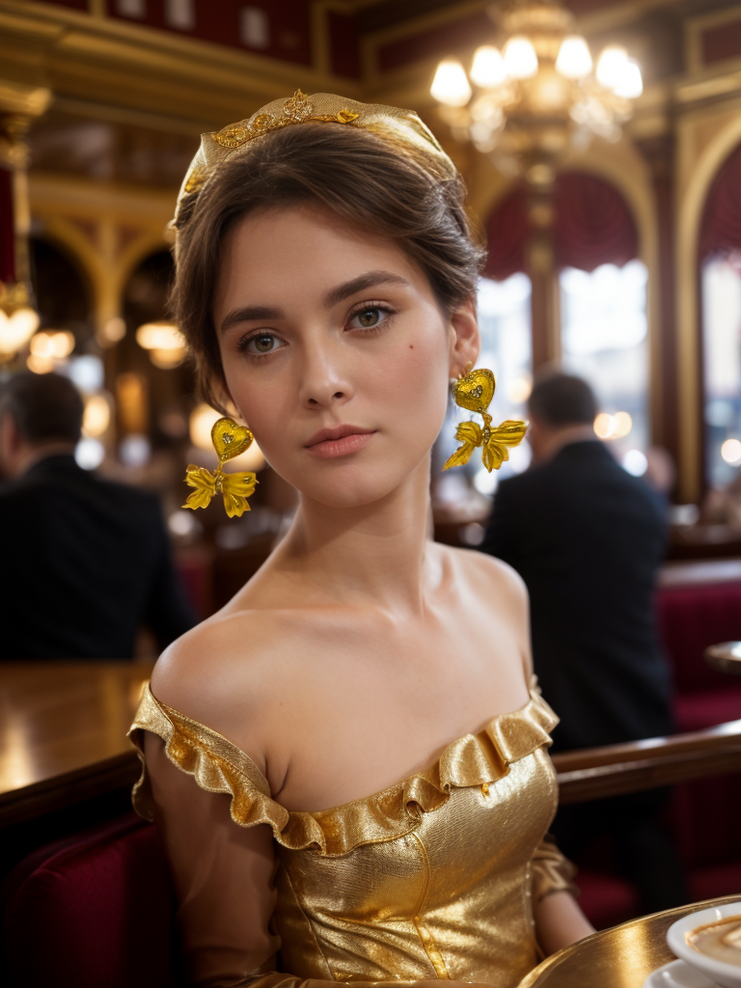 Gold heart bow earrings