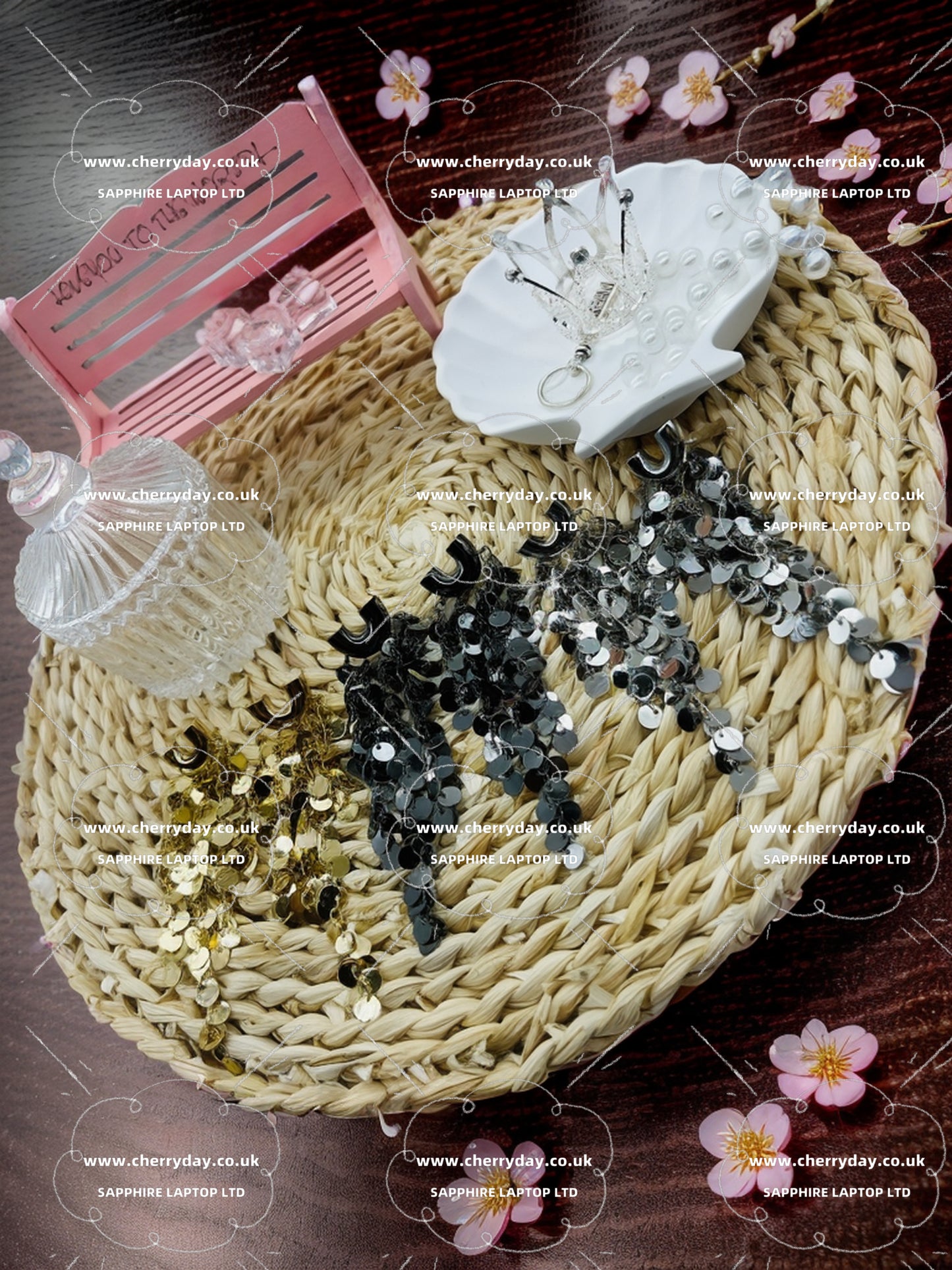 Silver and gold sequin tassel earrings