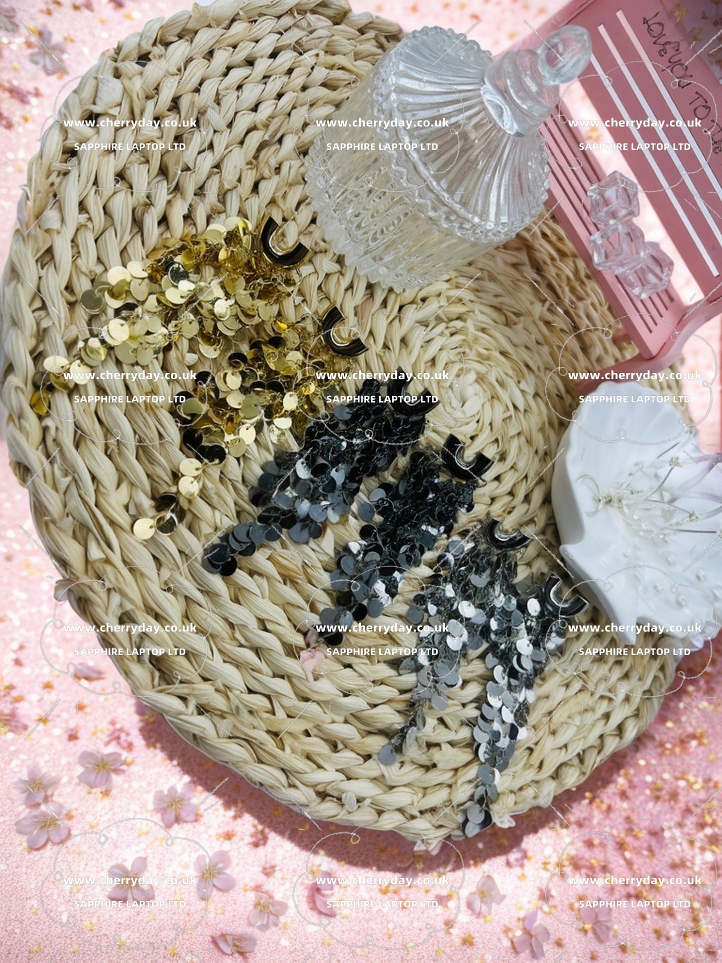 Silver and gold sequin tassel earrings