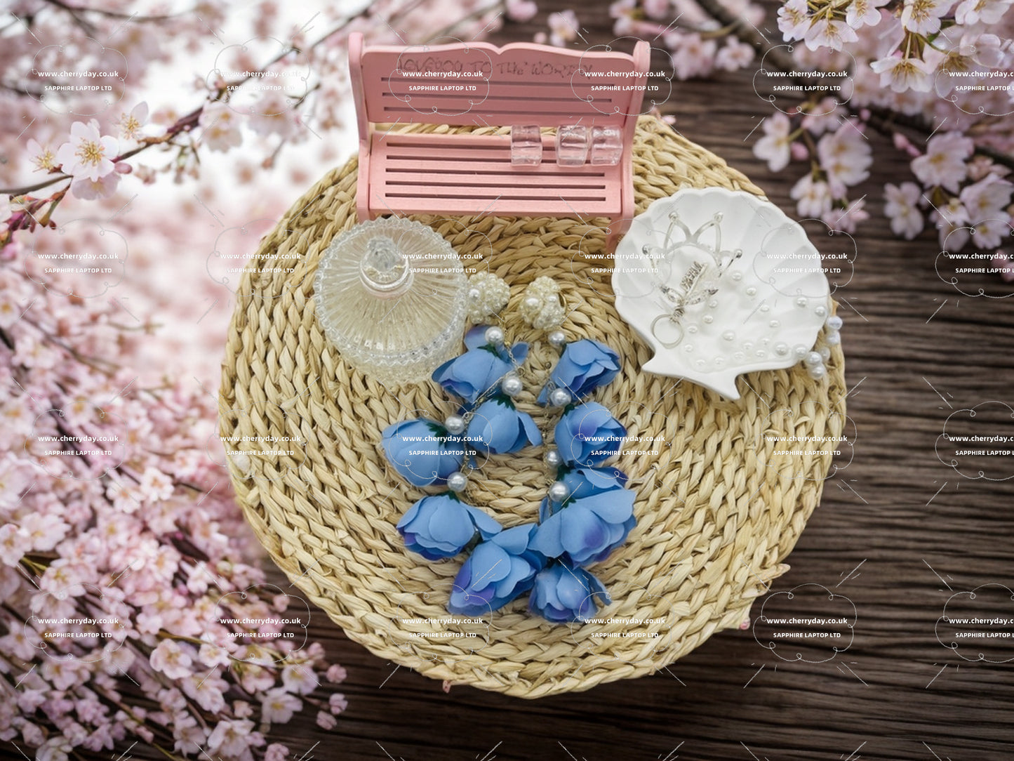 Iced blue roses tassel earrings
