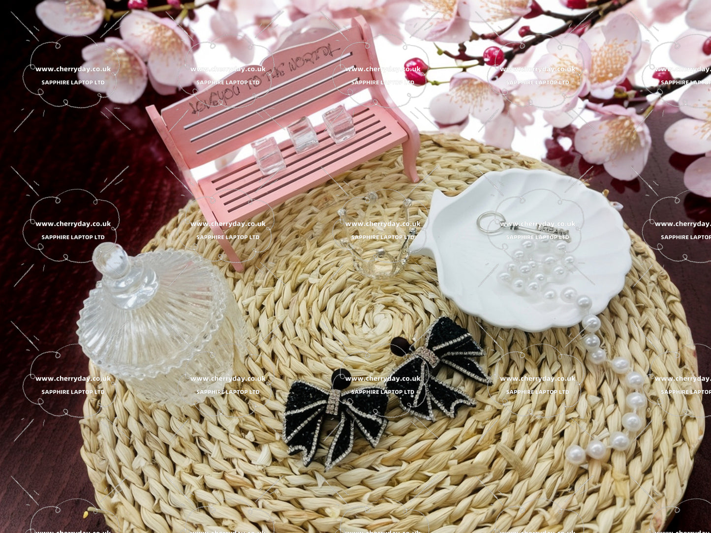 Black rhinestone ribbon earrings