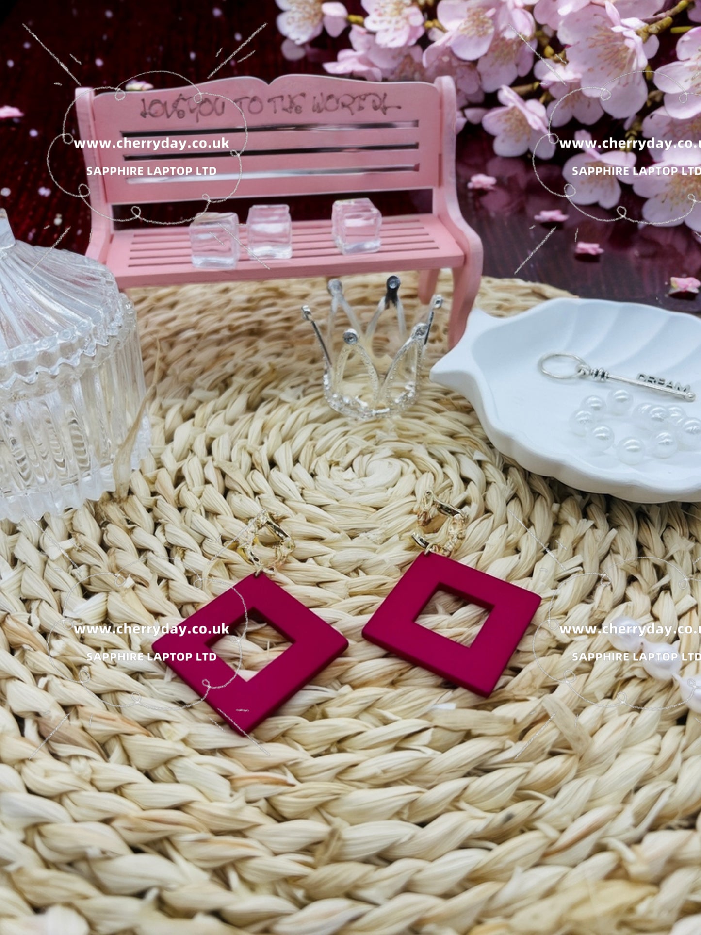 Pinkish purple square earrings