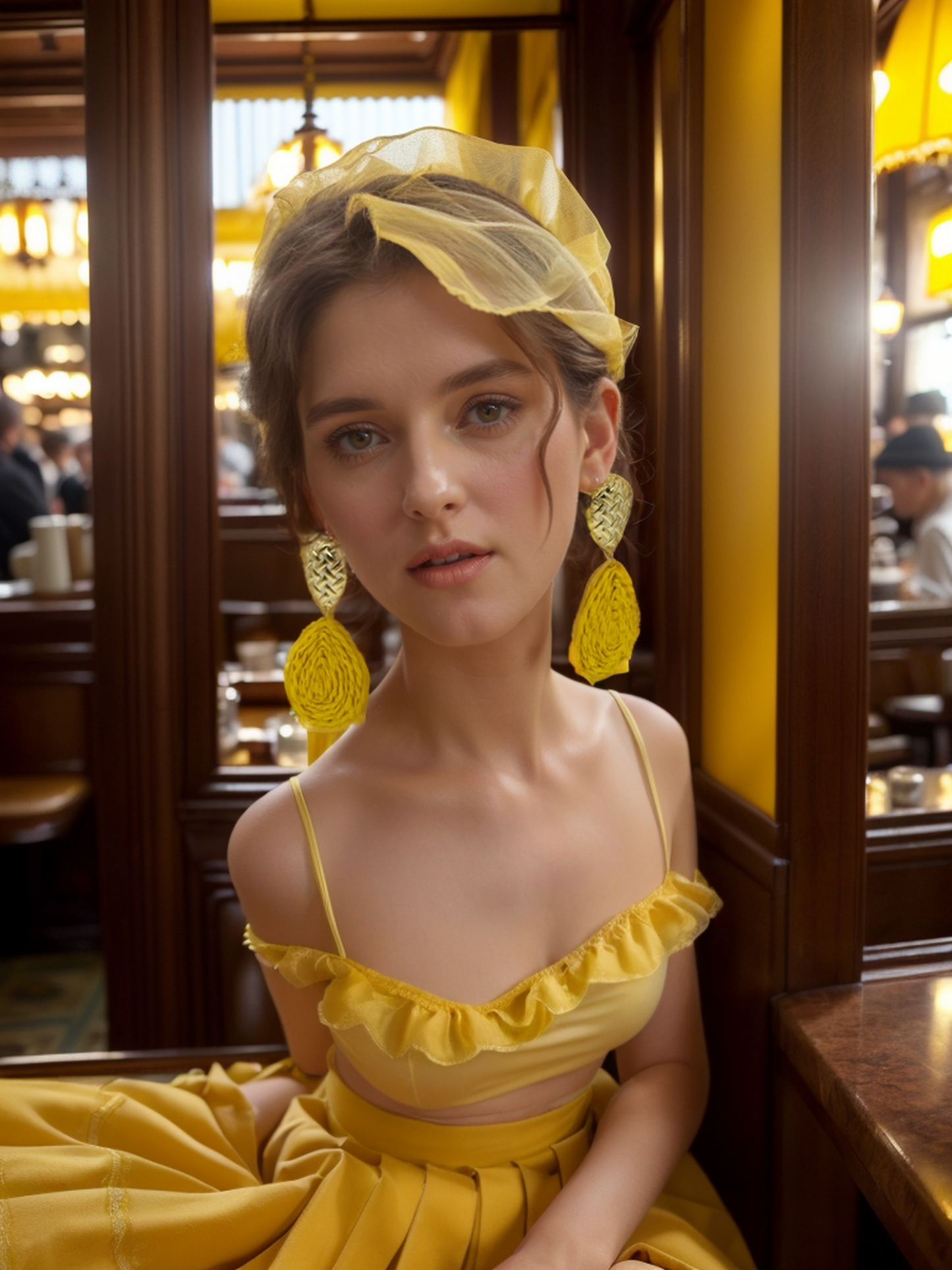 Yellow rattan teardrop bohemian earrings