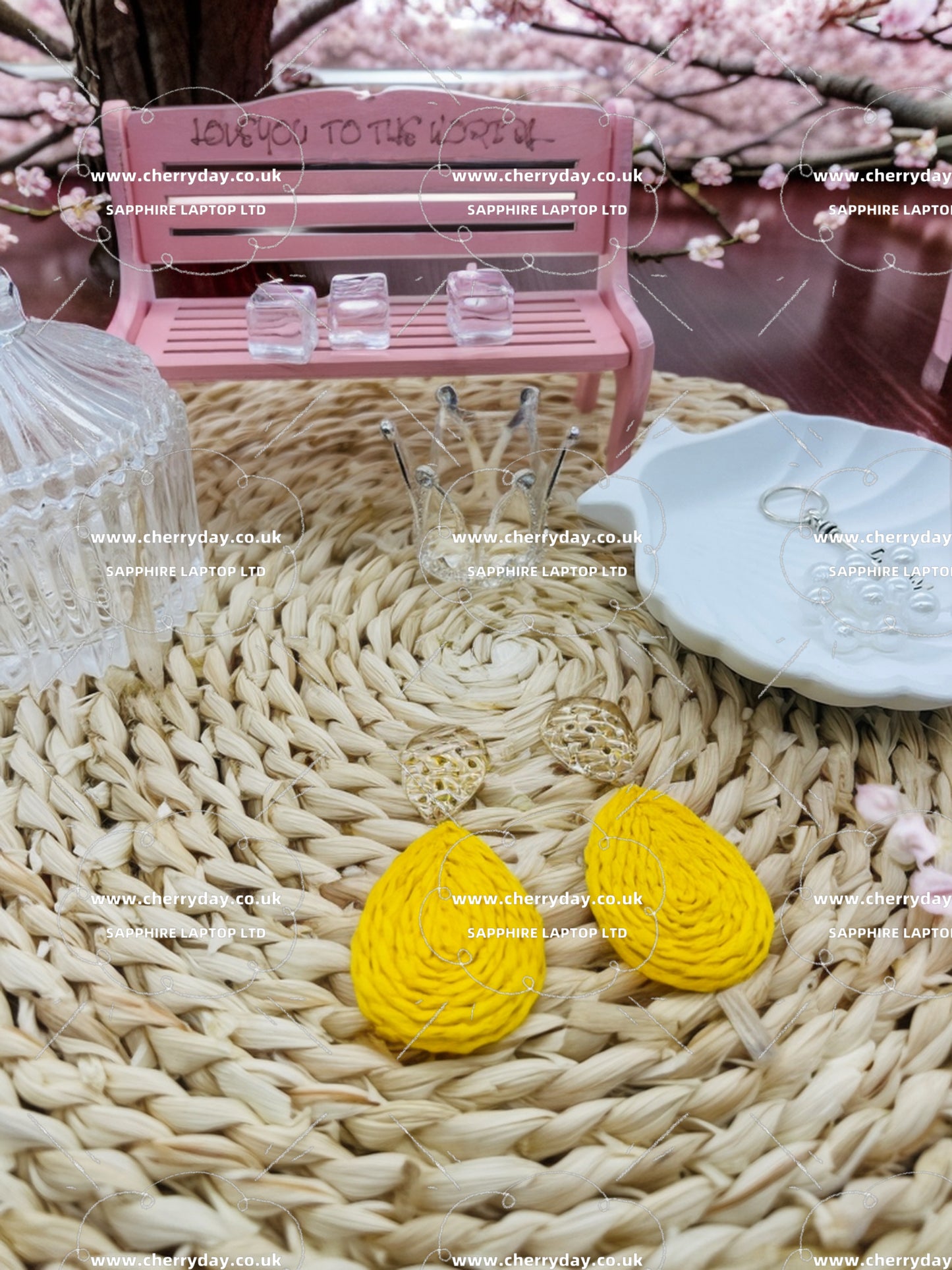 Yellow rattan teardrop bohemian earrings
