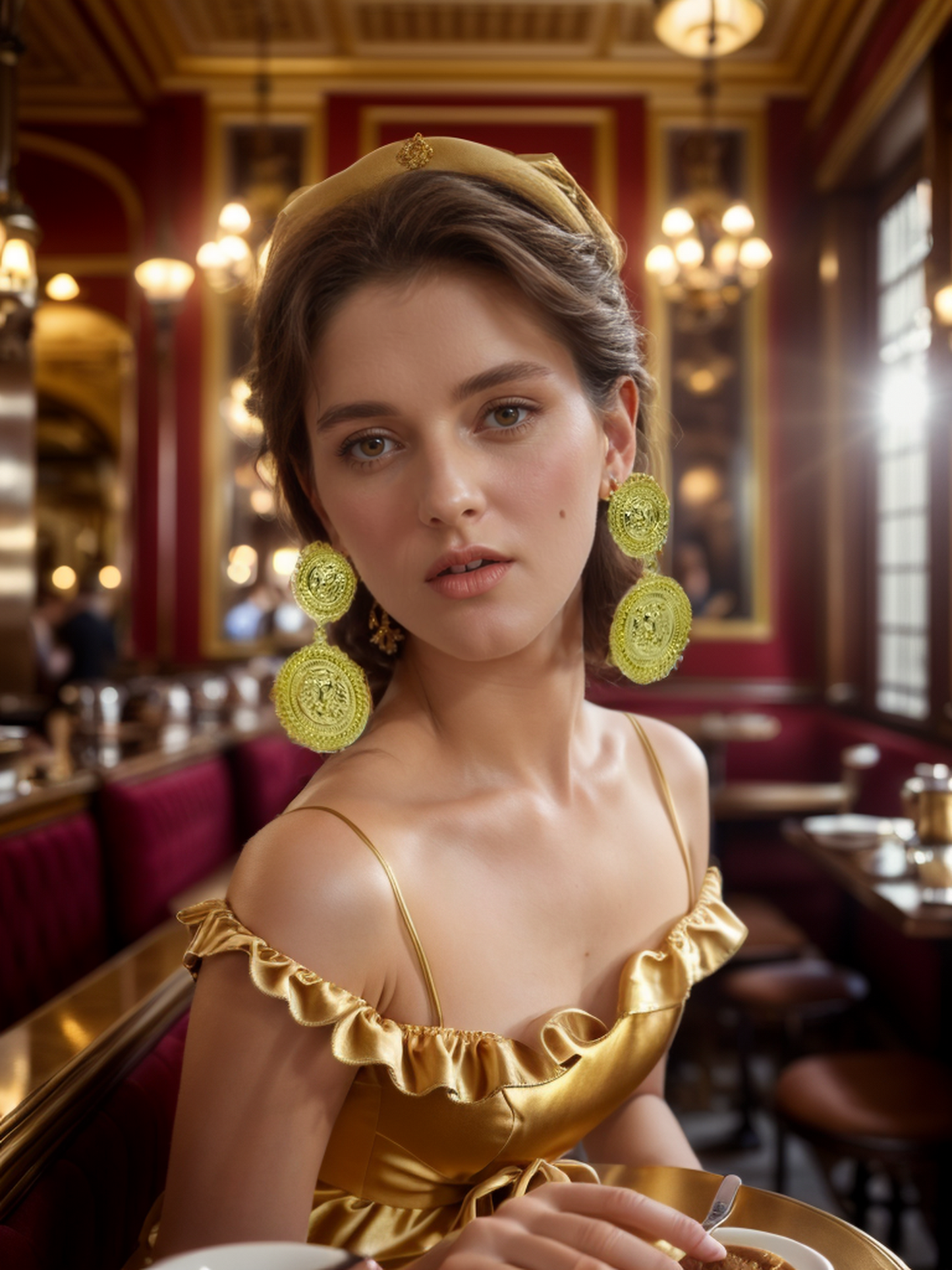 Greek mythology badge tassel earrings