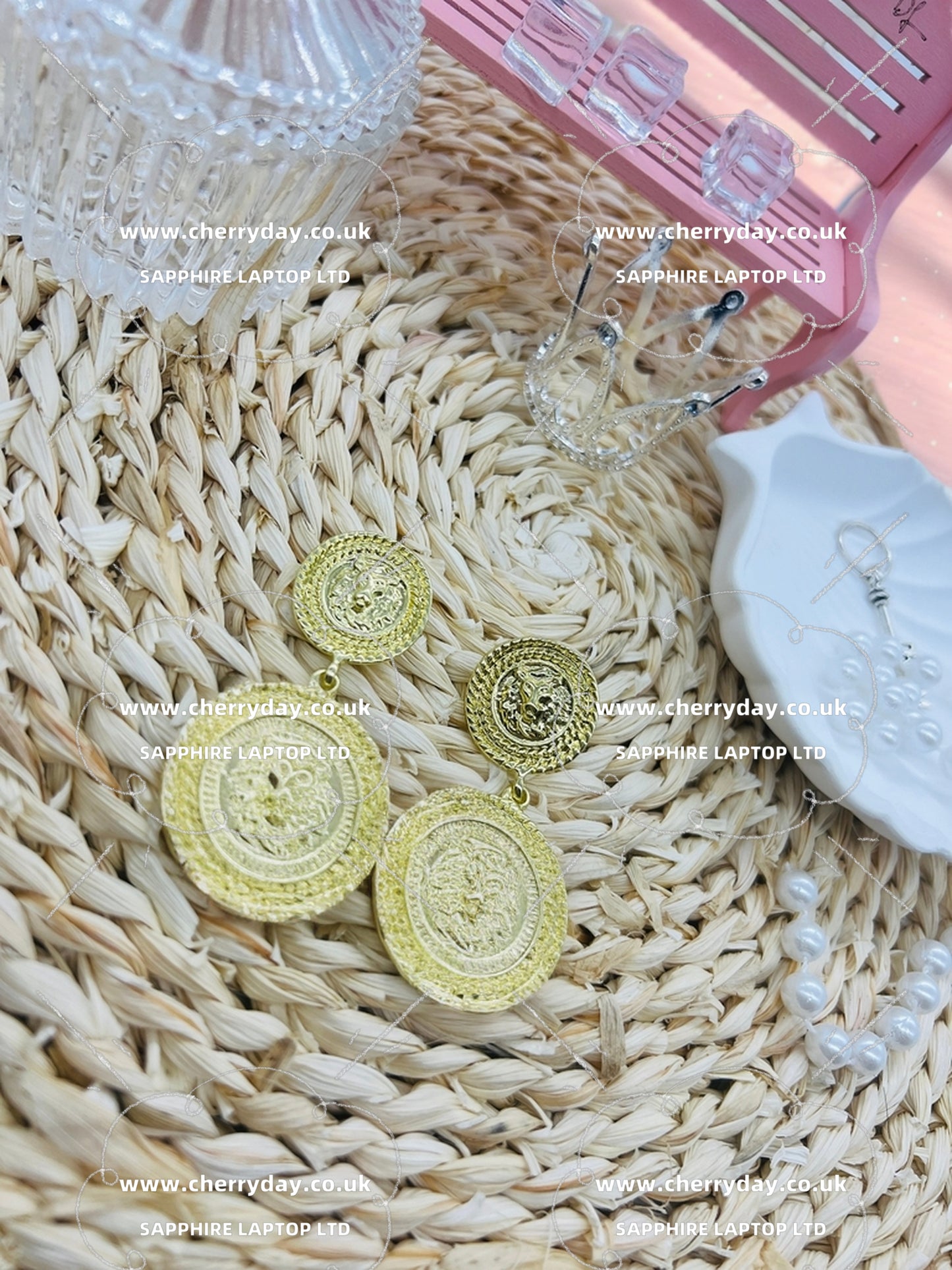 Greek mythology badge tassel earrings