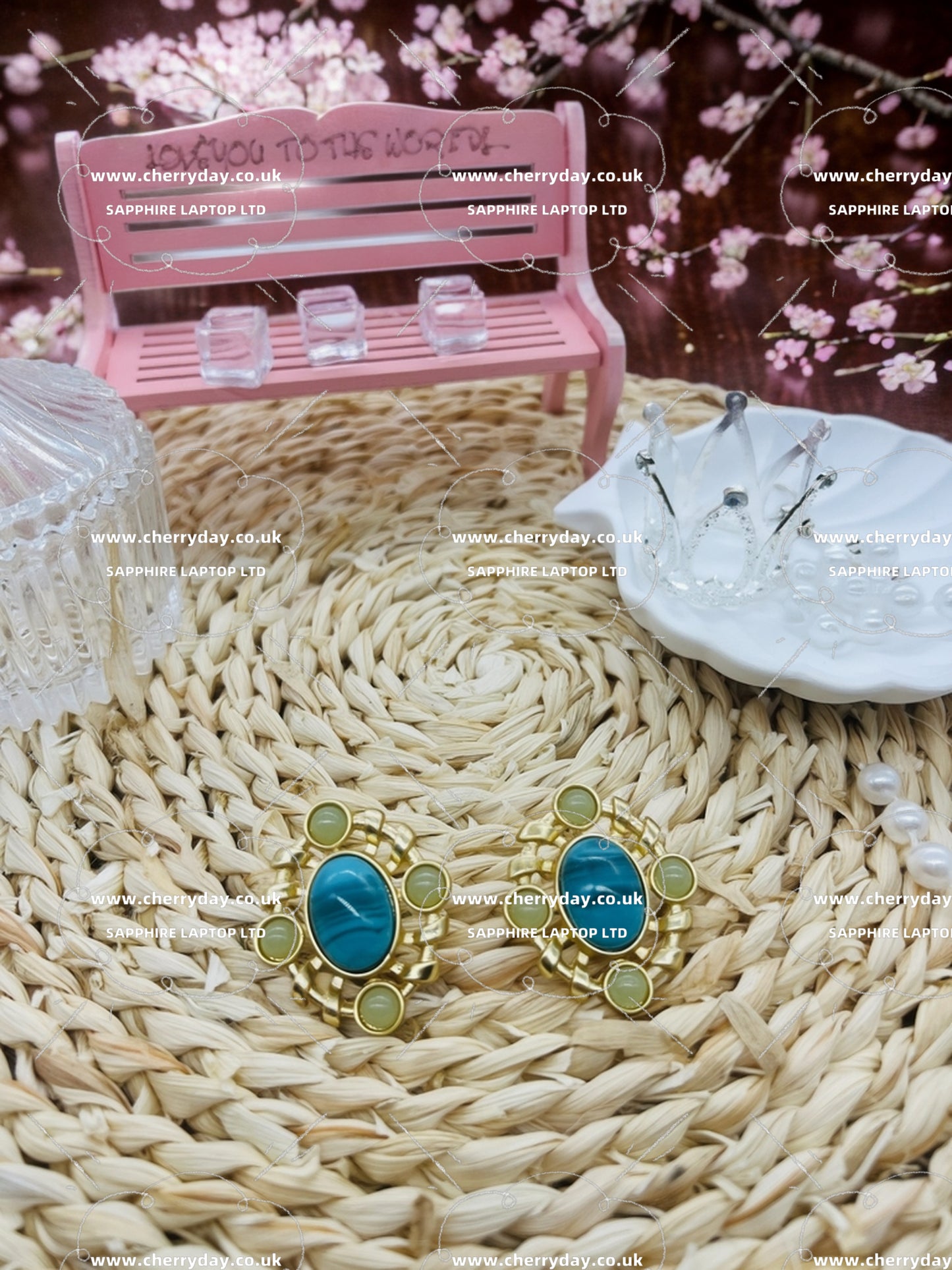 Malachite elliptical earrings