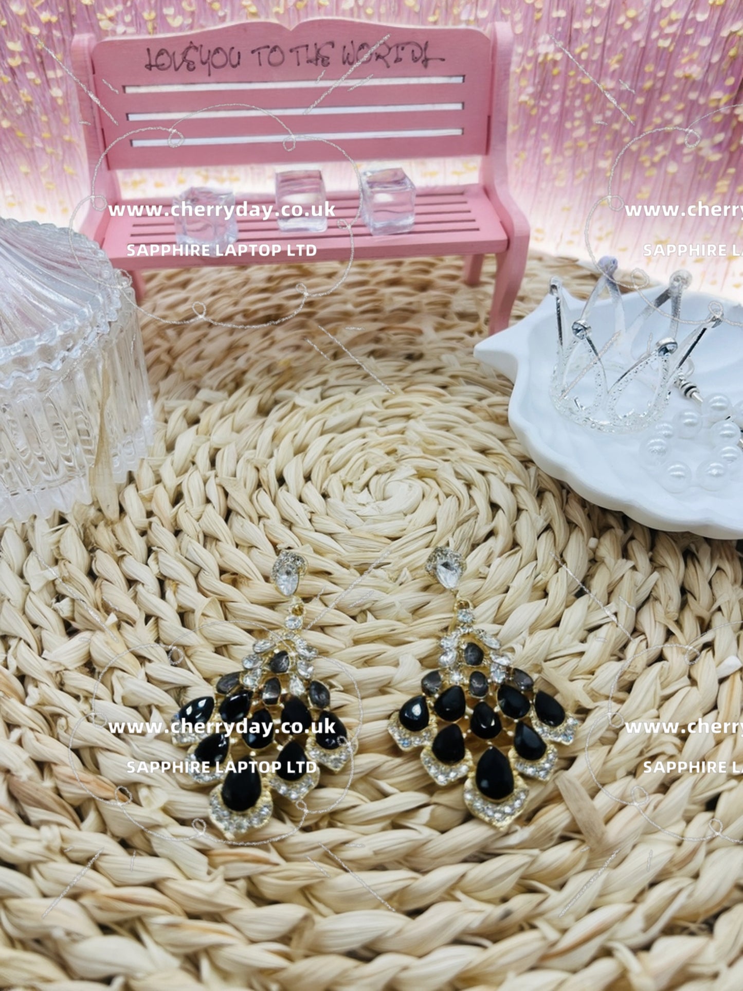 Screen opening peacock black diamond earrings