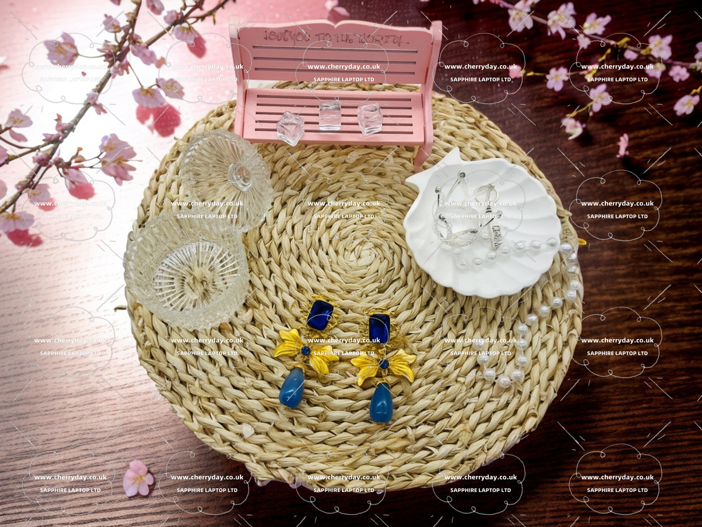 Blue gemstone butterfly tassel earrings
