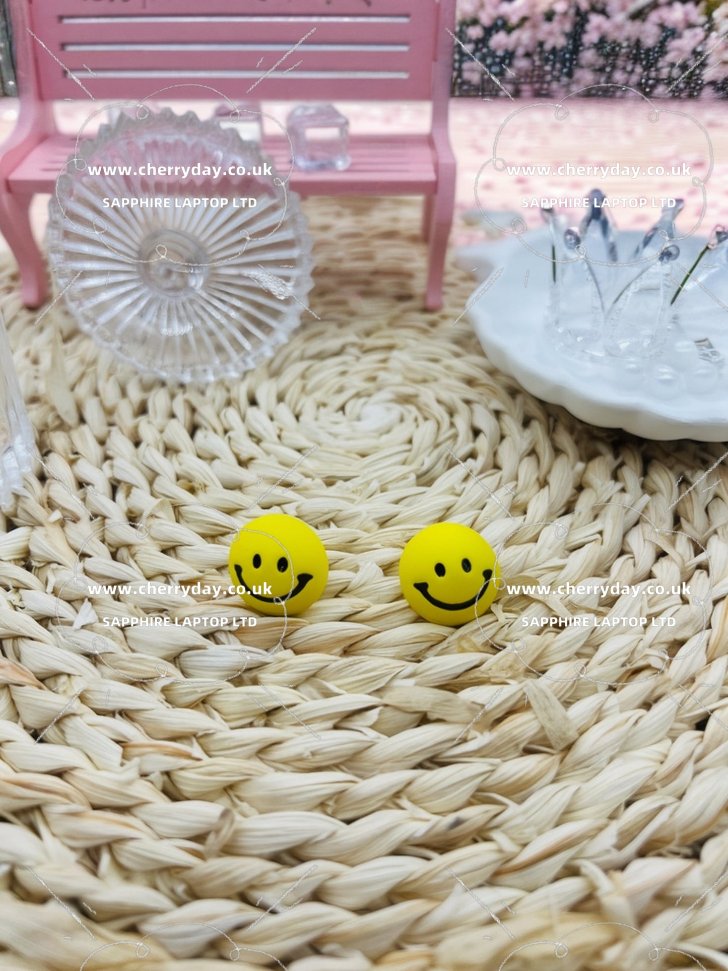 Smiley emoticon emoji yellow earrings