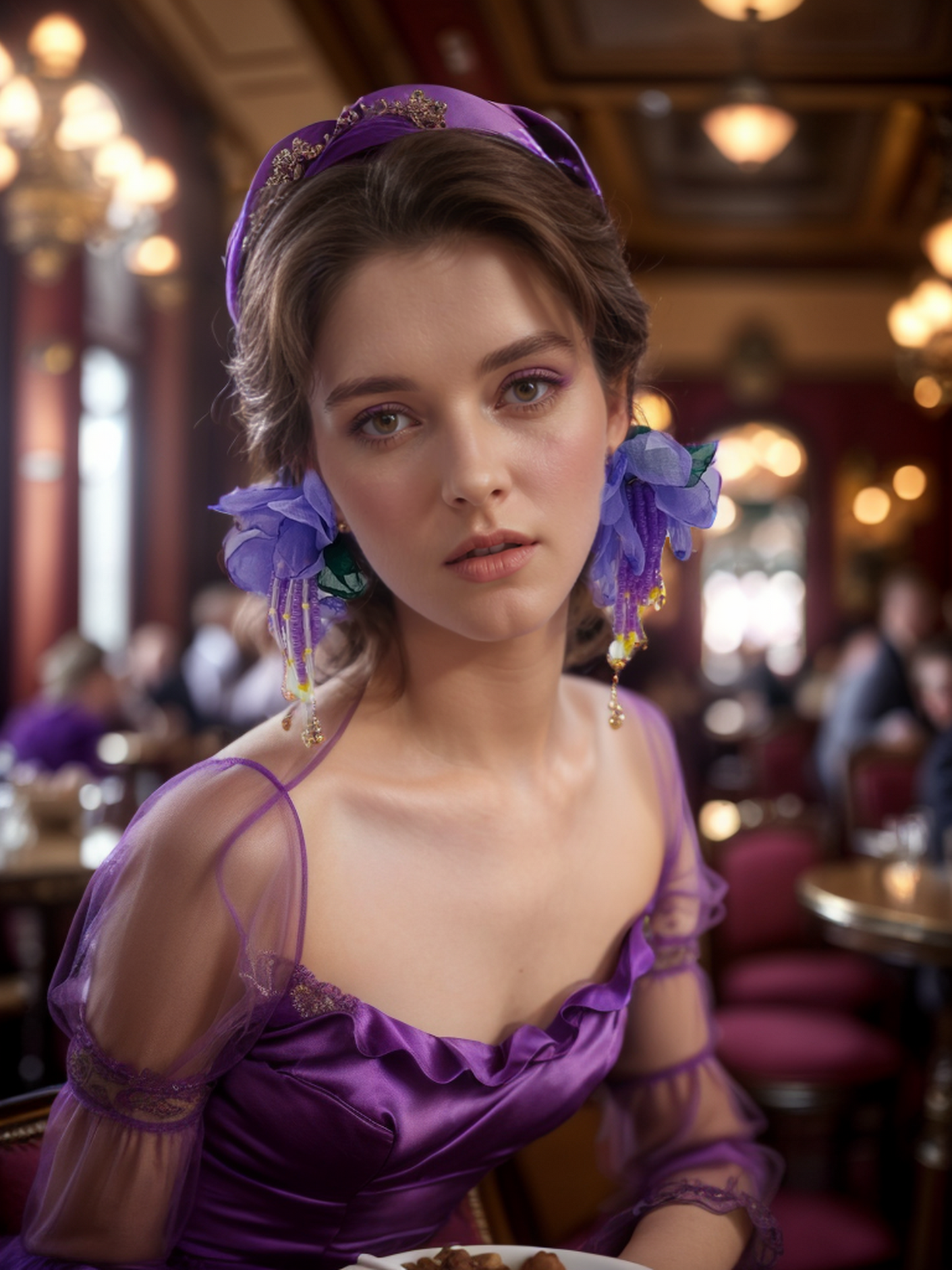 Purple azalea earrings