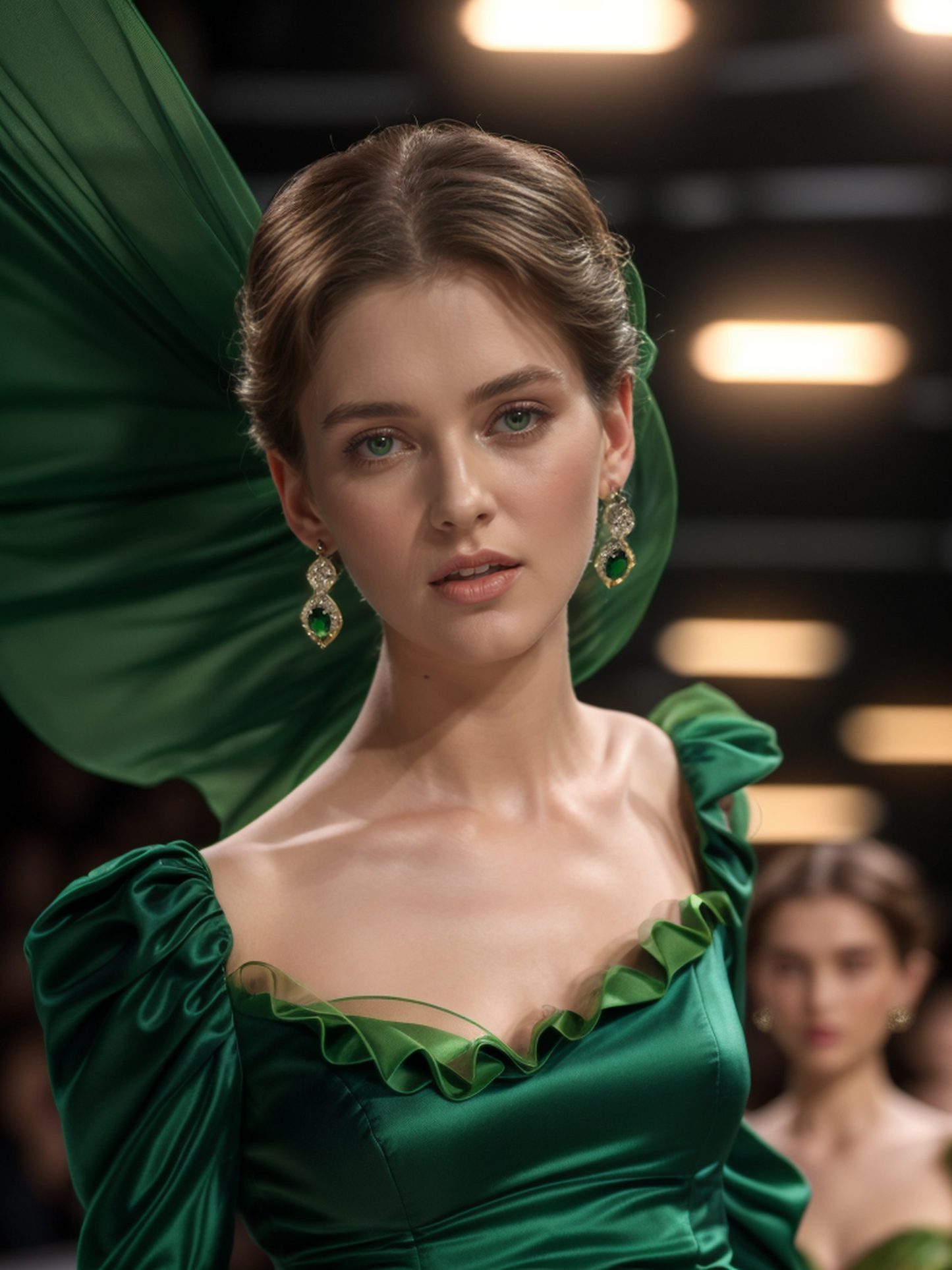 Dark green gerbera earrings