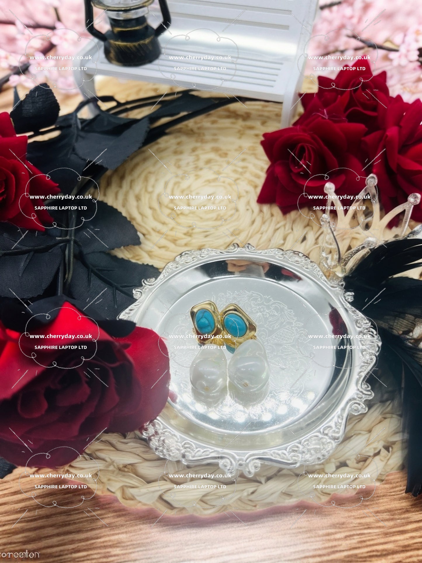 Turquoise pearl earrings