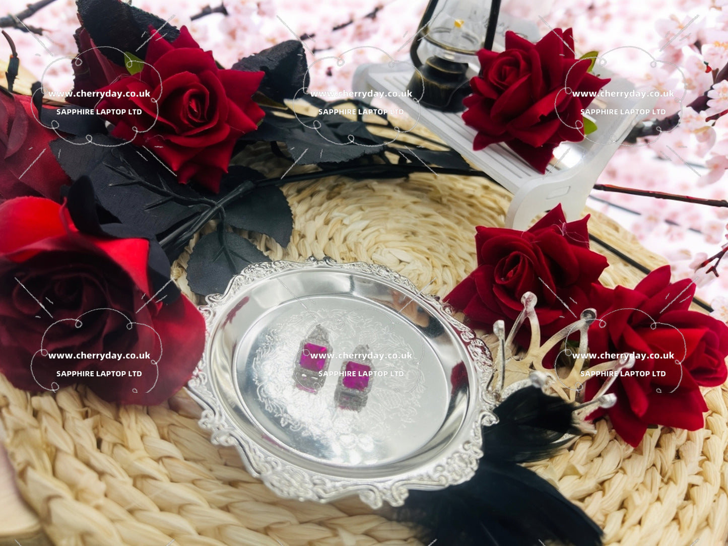 Rose red sugar cube earrings