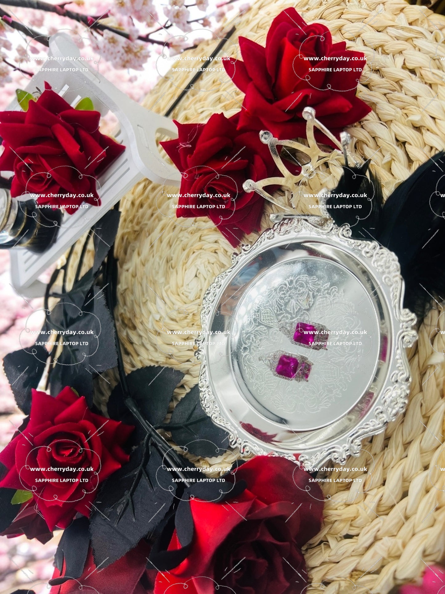 Rose red sugar cube earrings