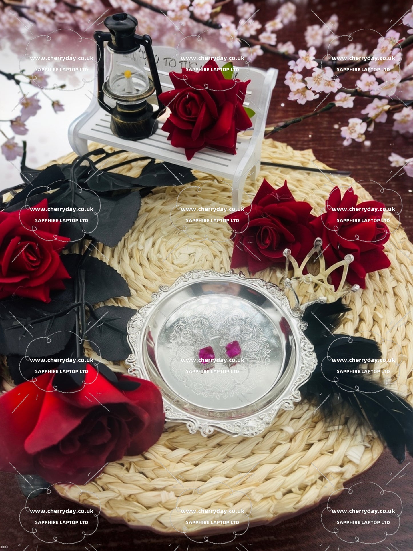 Rose red sugar cube earrings