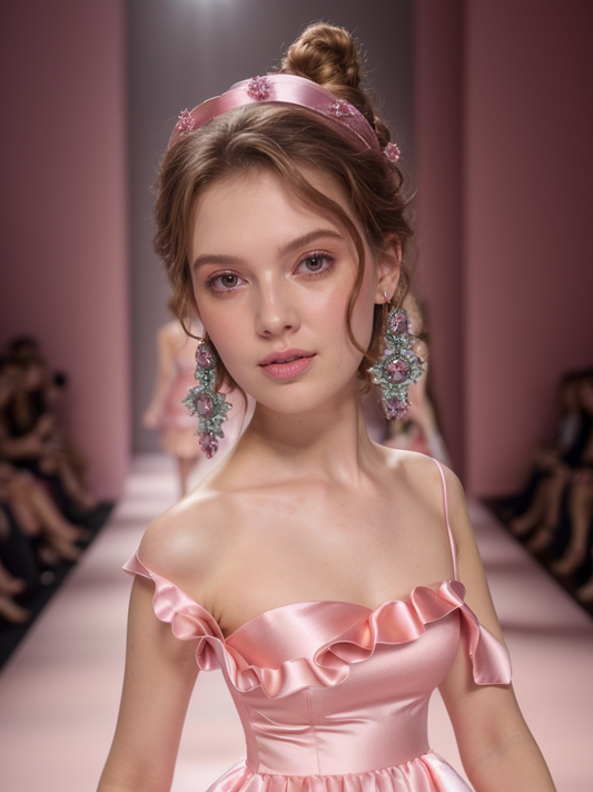 Pink diamond sunflower tassel earrings