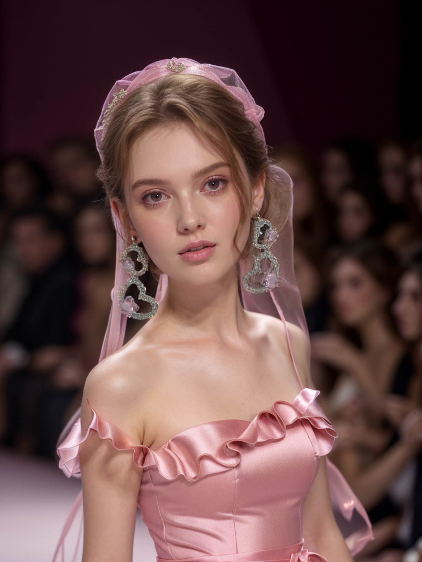 Pink diamond love tassel earrings