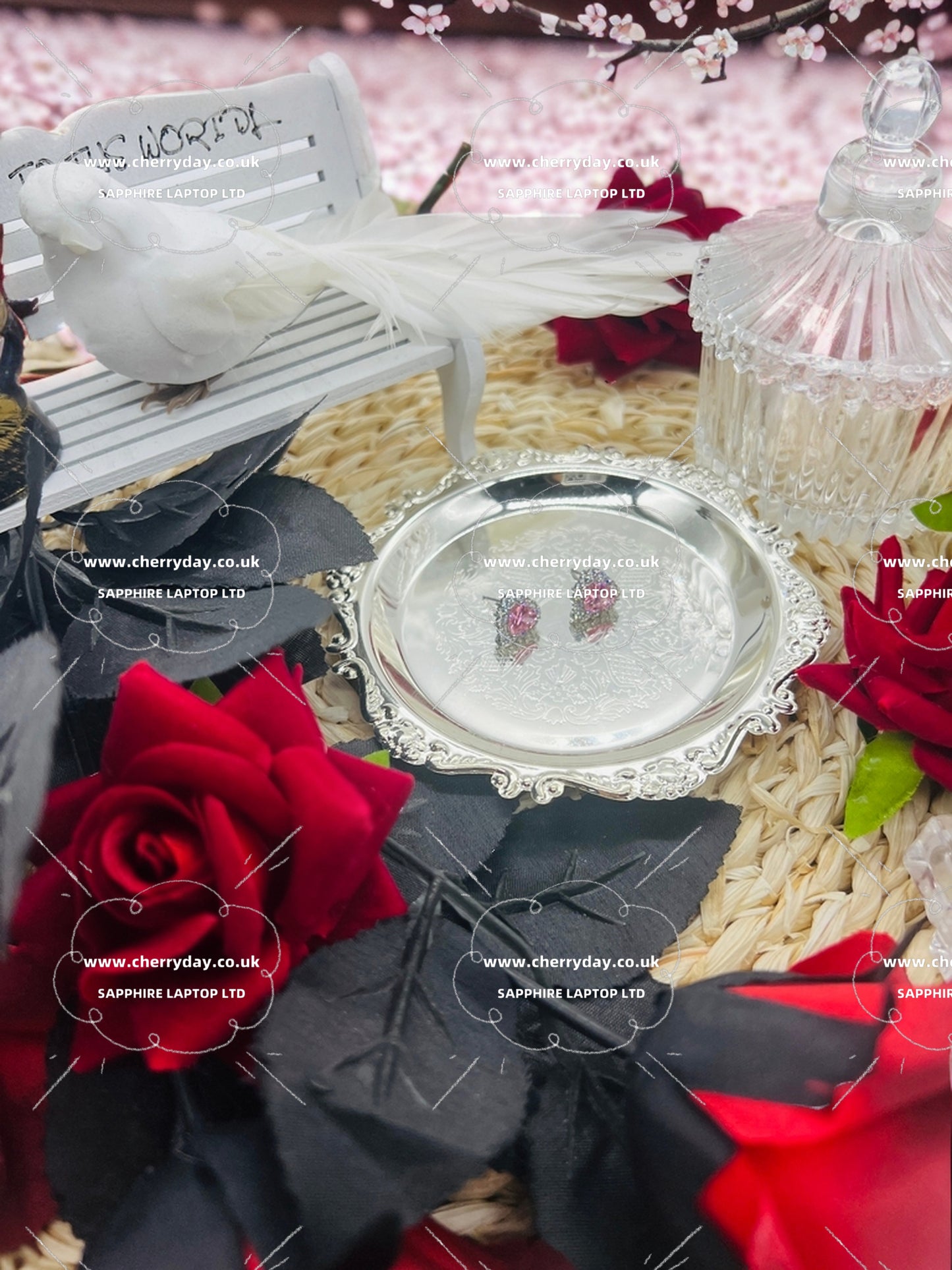 Pink diamond heart shaped earrings