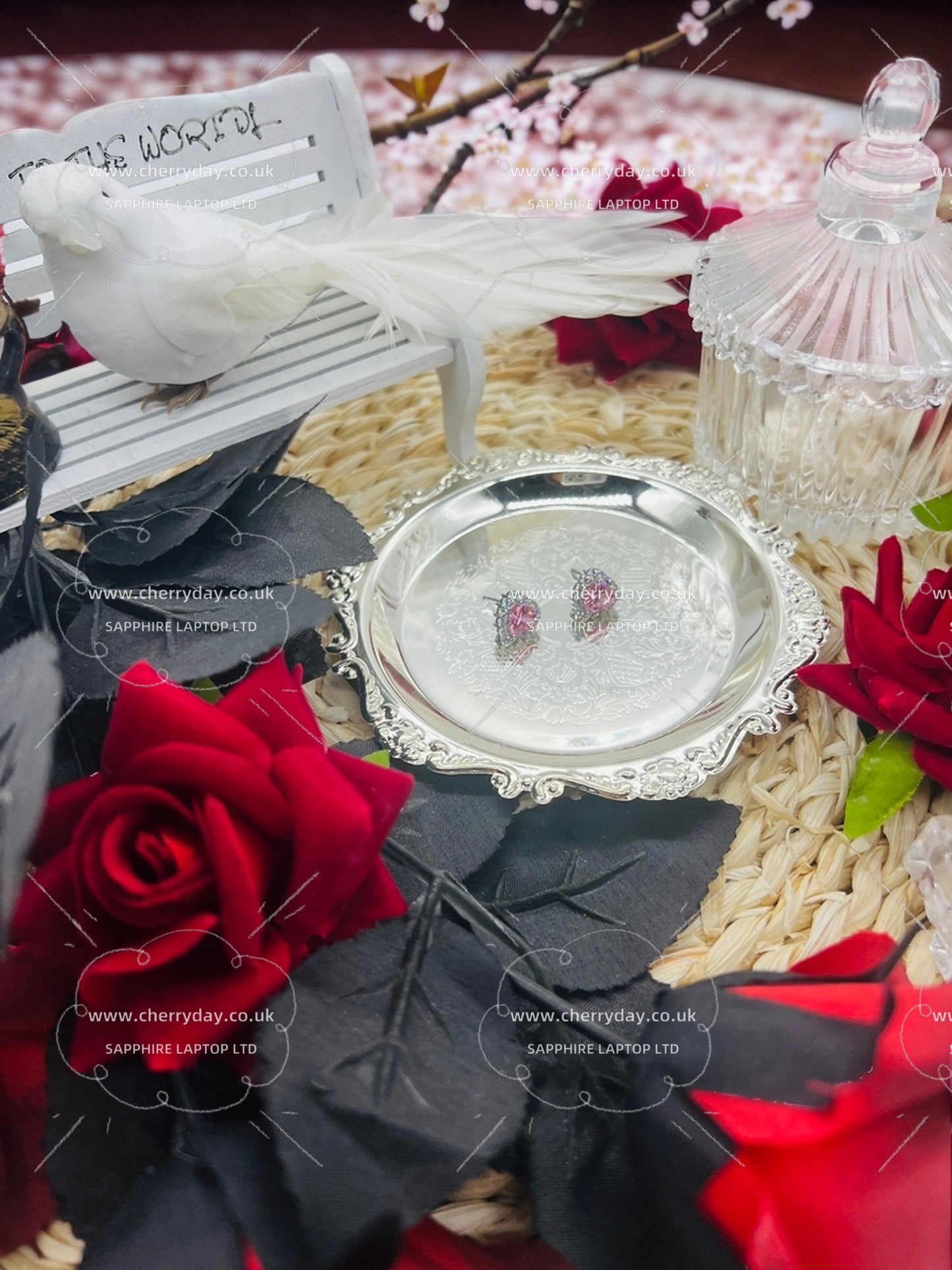 Pink diamond heart shaped earrings