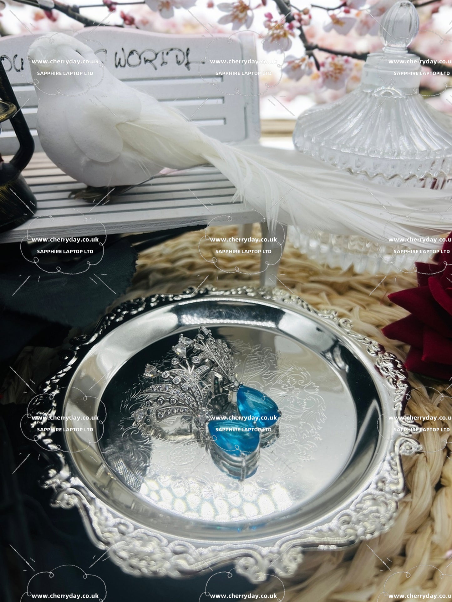 Peacock sapphire rain drop earrings