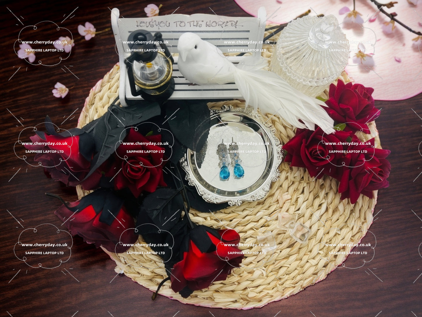 Sapphire long flower fringe tassel earrings