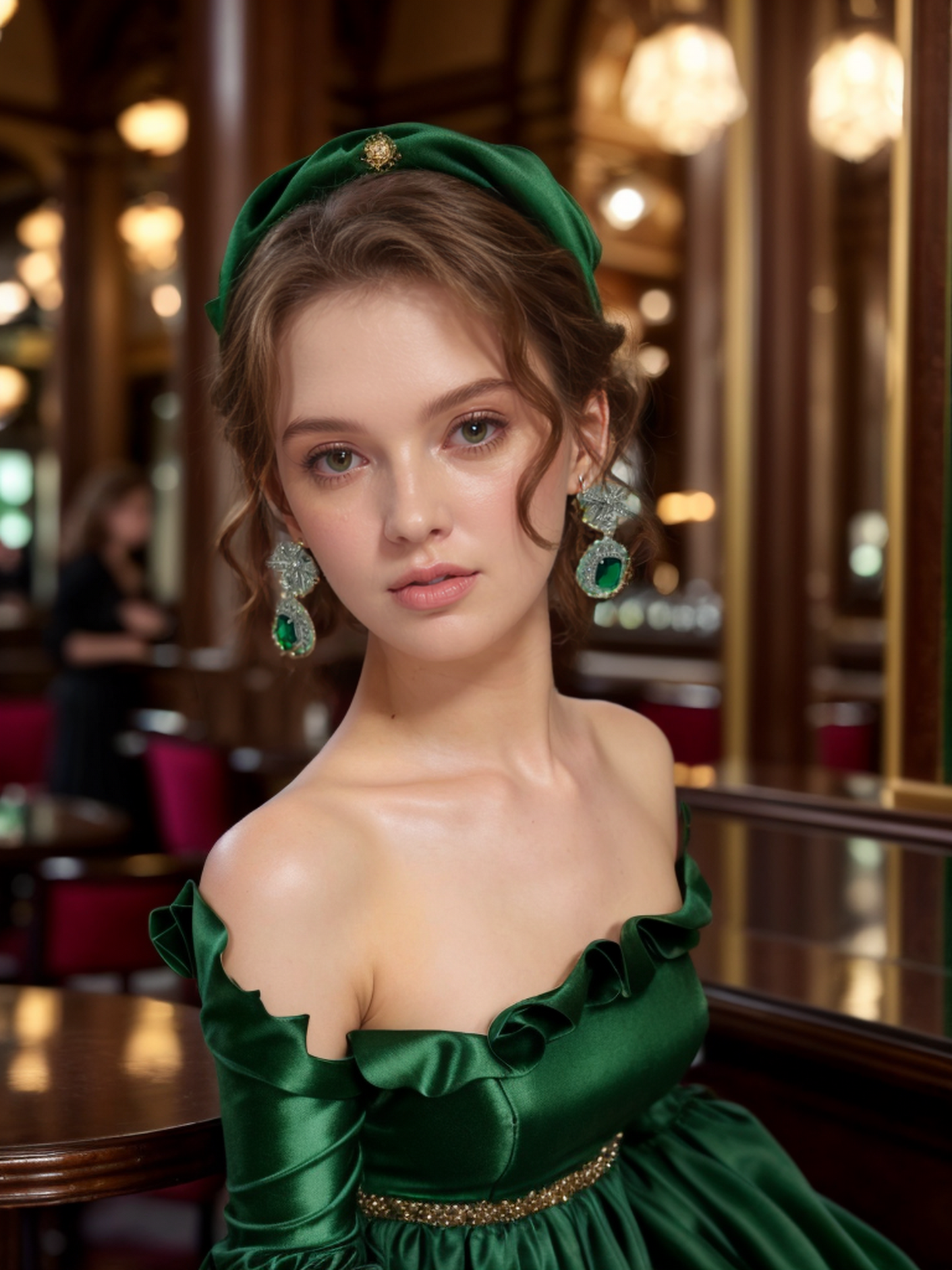 Emerald ribbon earrings