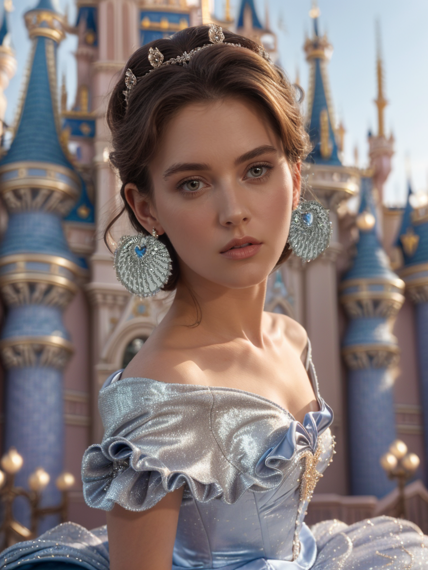 Silver diamonds set openwork shell earrings