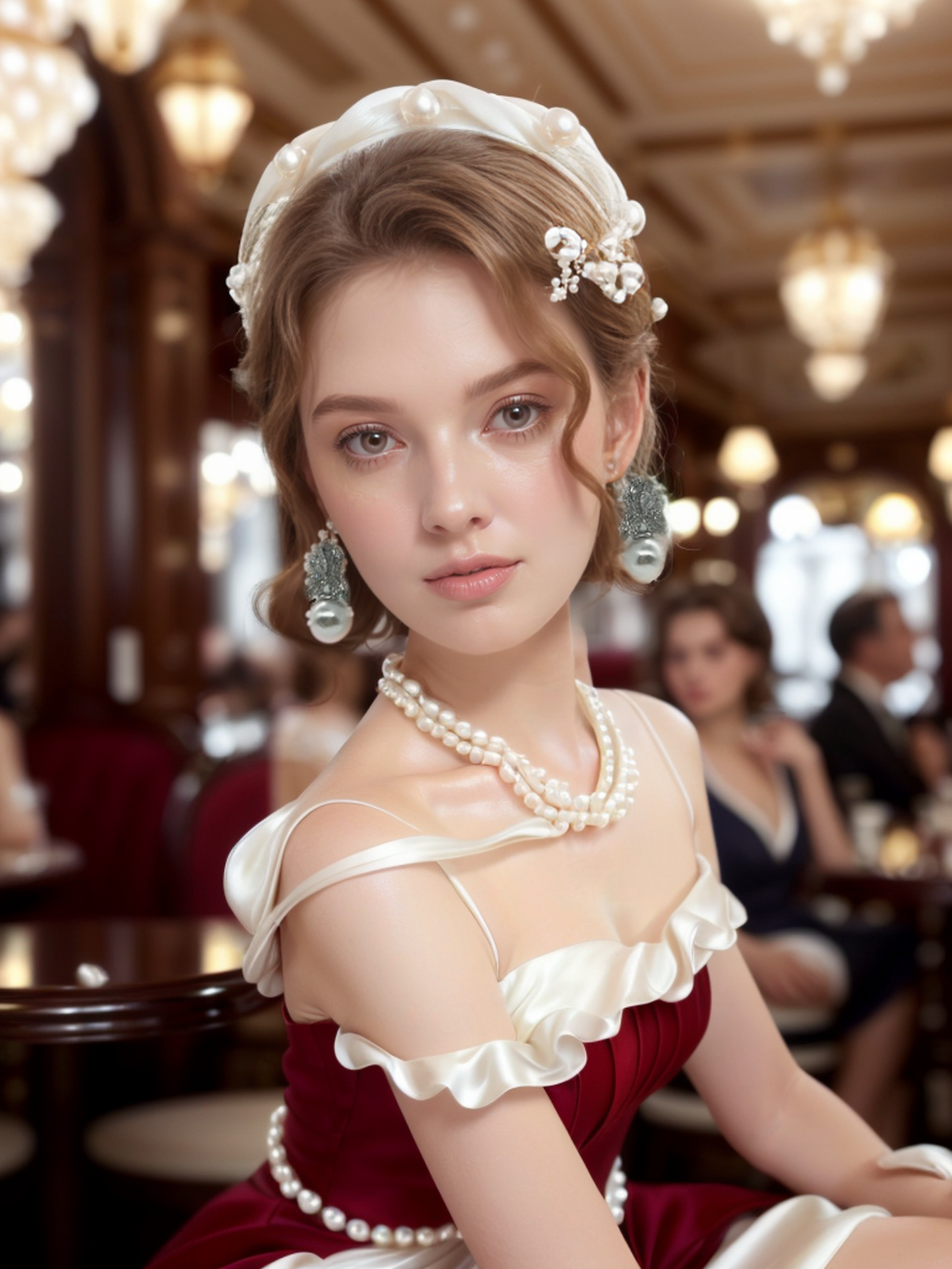 Lycoris radiata pearl earrings