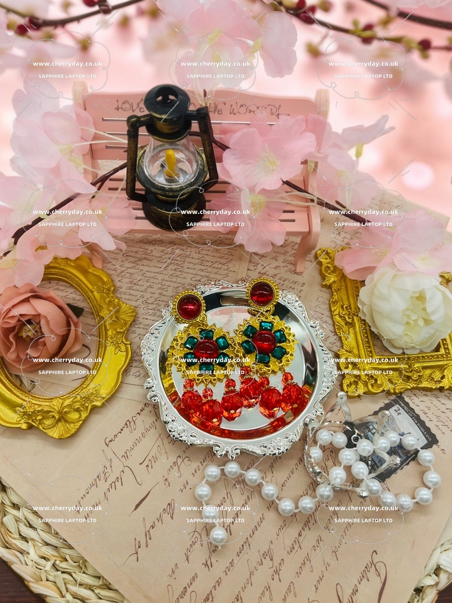 Coloured glass beads sunflower tassel earrings