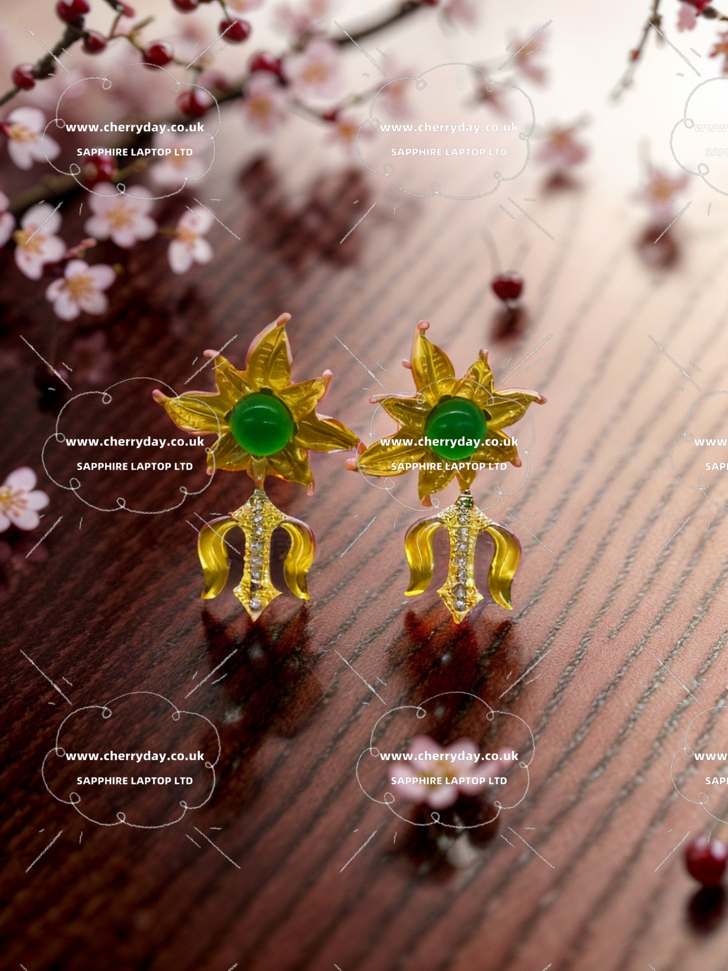 Gold totem flower earrings