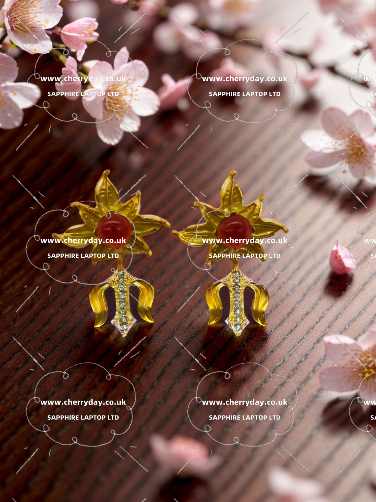 Gold totem flower earrings